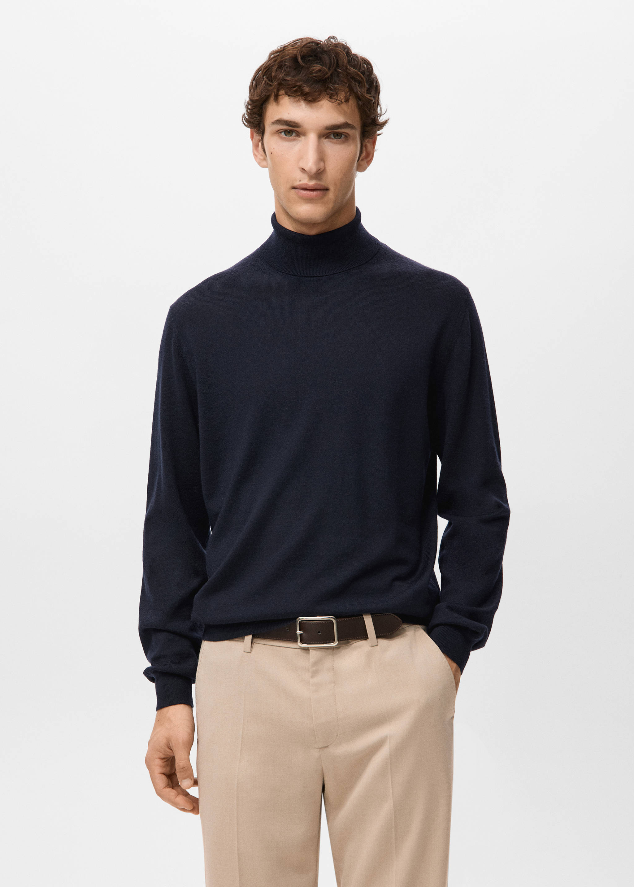 100% merino wool roll neck jumper - Medium plane
