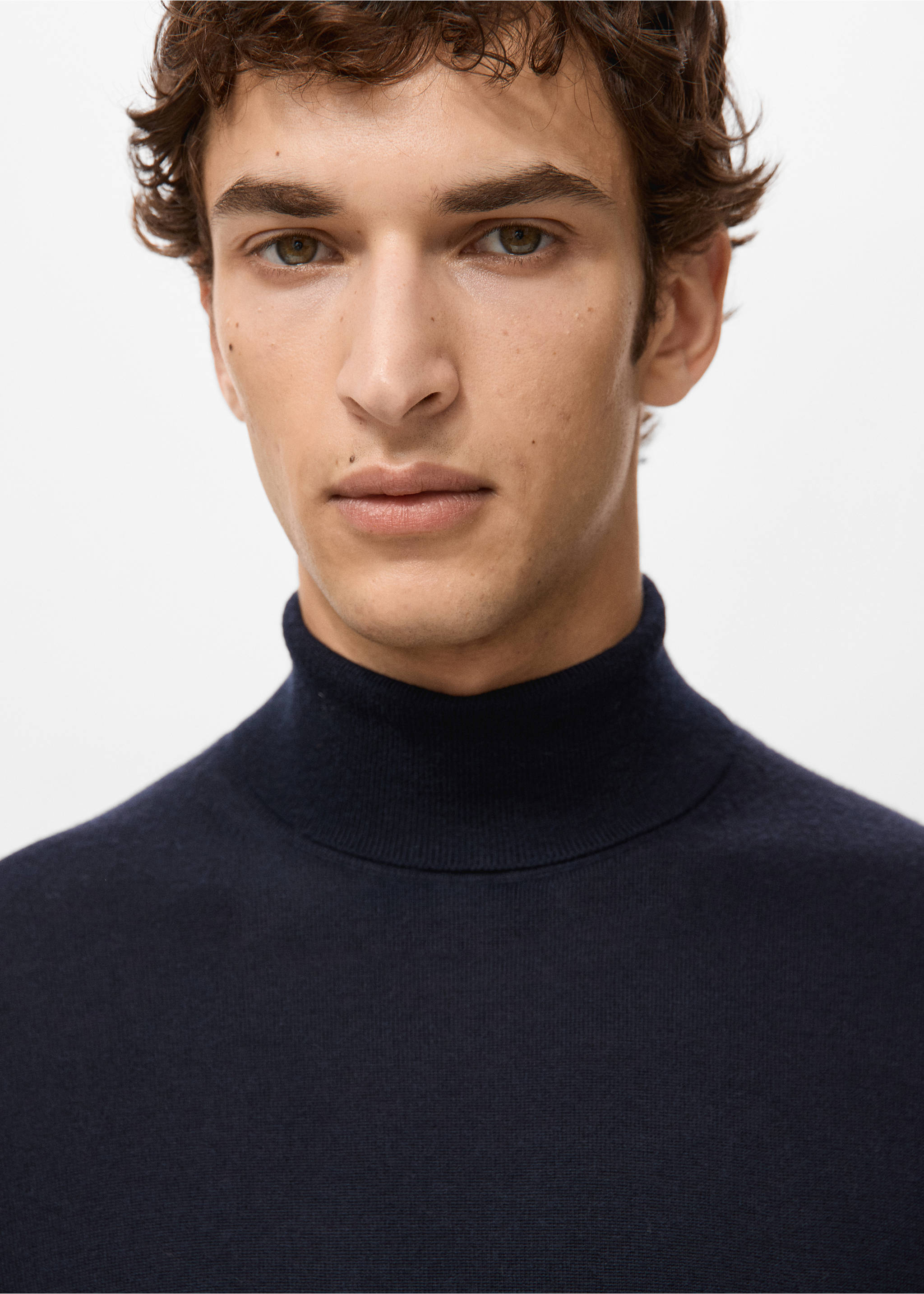 100% merino wool roll neck jumper - Details of the article 1, Navy. Ref: 27041286-00.