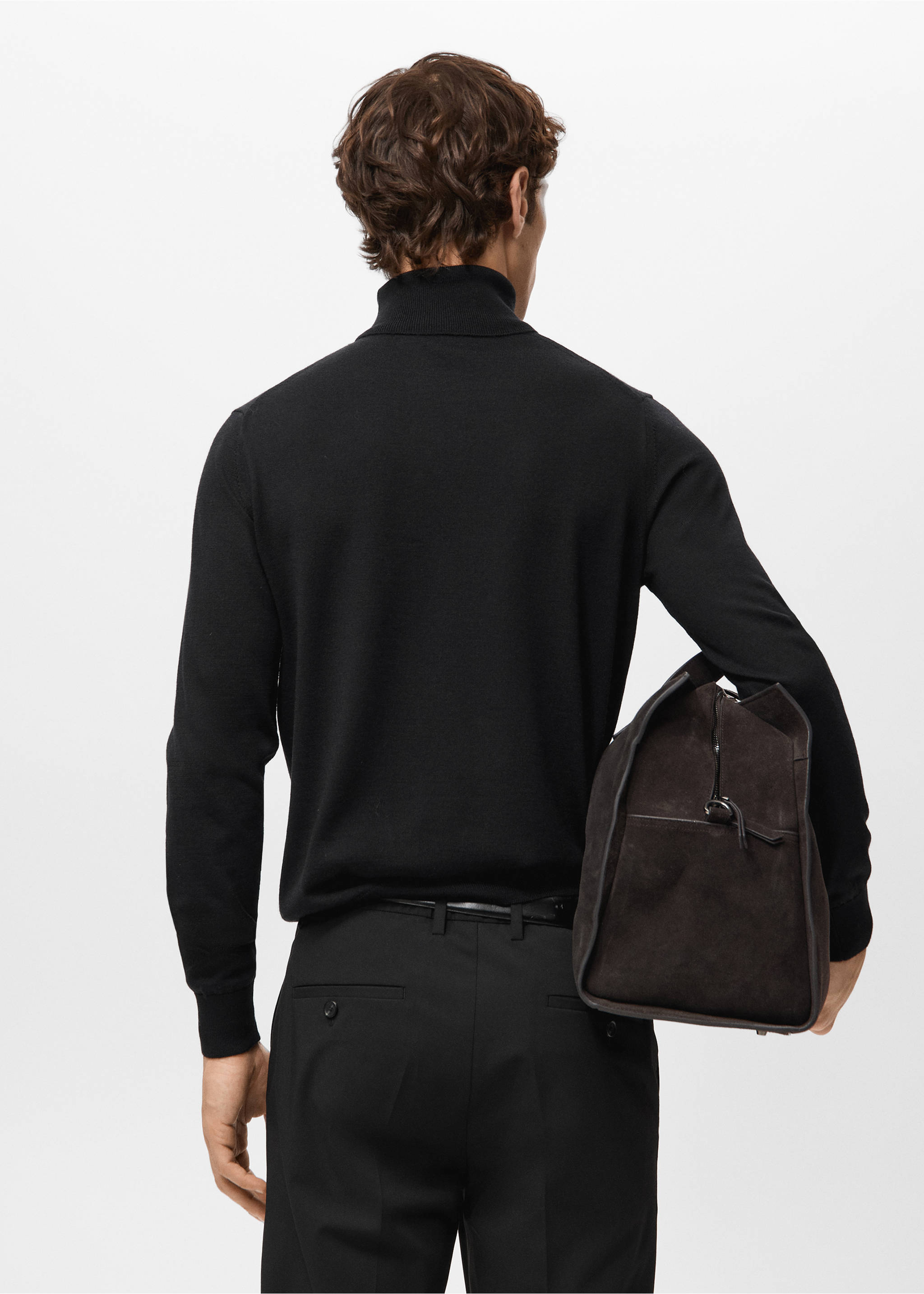 100% merino wool roll neck jumper - Reverse of the article, Black. Ref: 27041286-00.