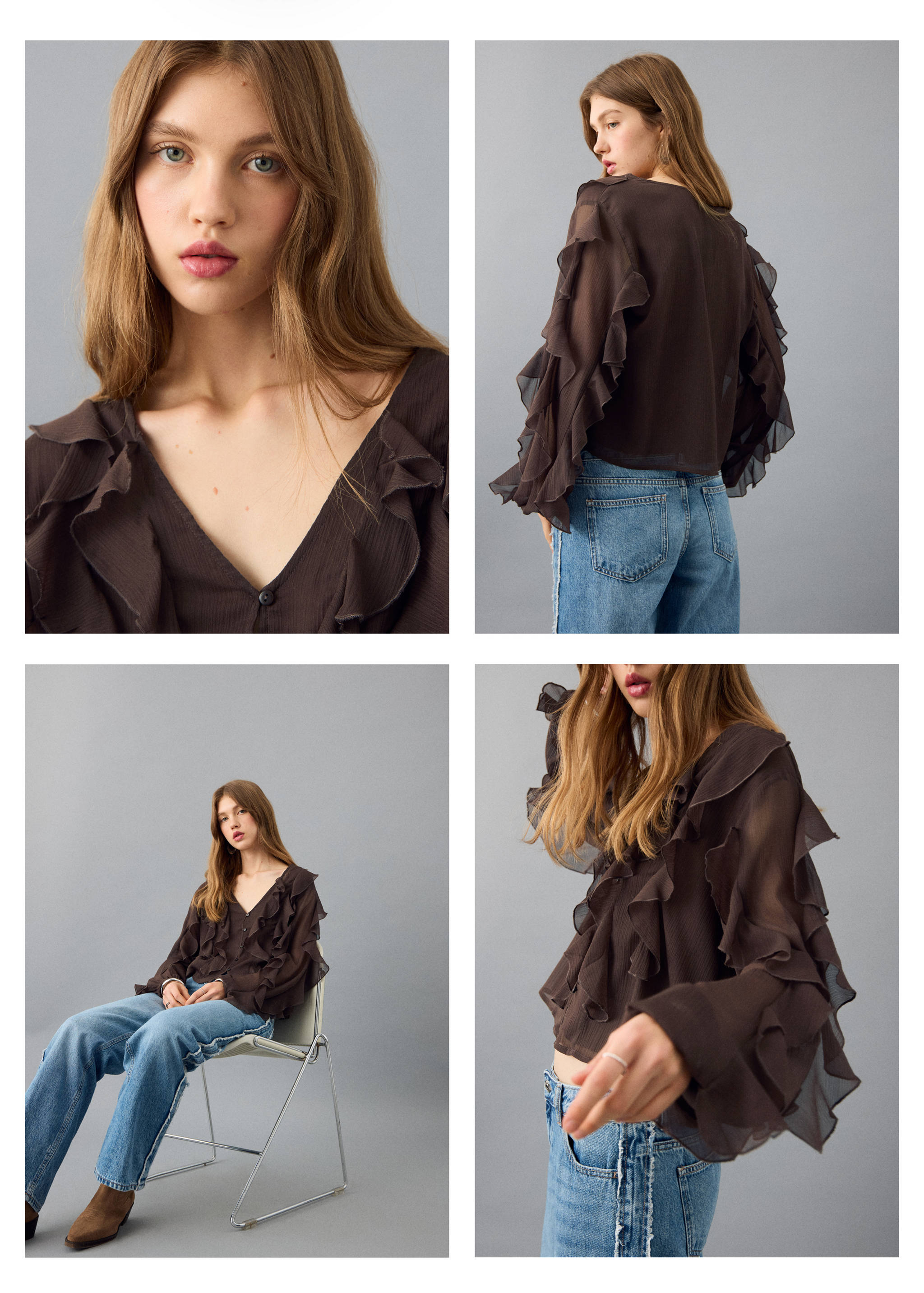 Fluid ruffled blouse - Panoramic plane