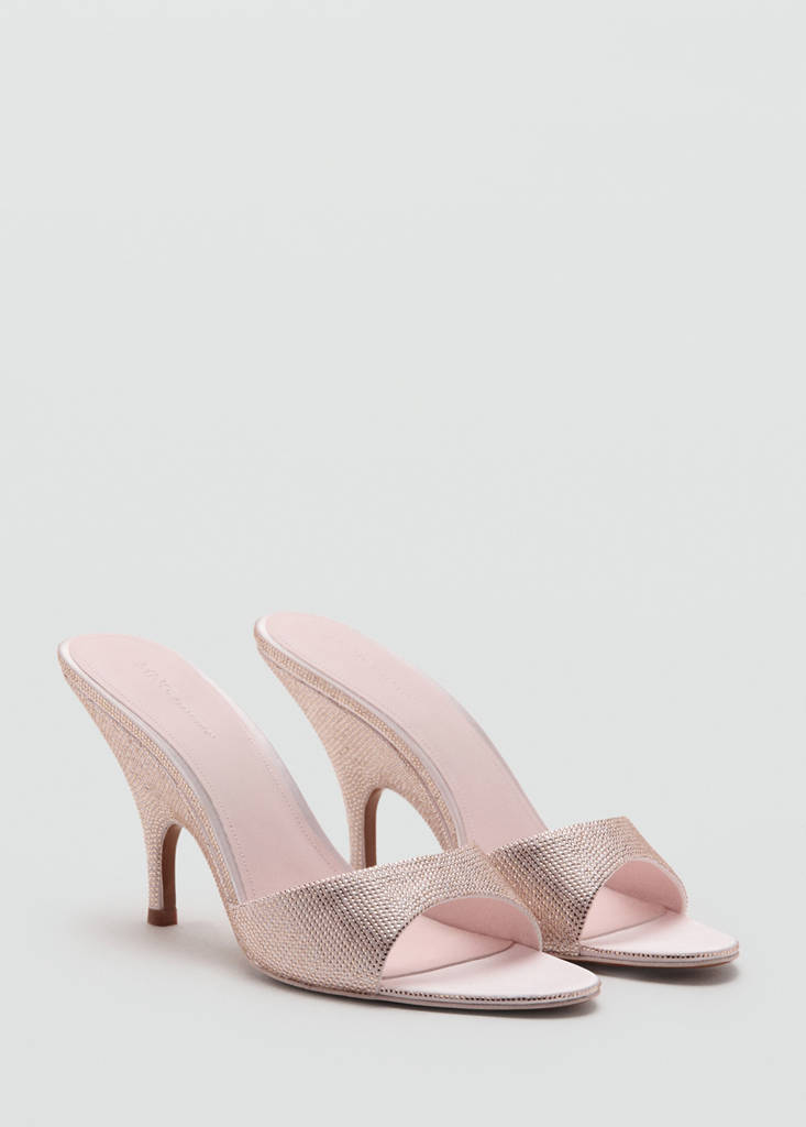 Wedge heeled sandals with rhinestones — Pink