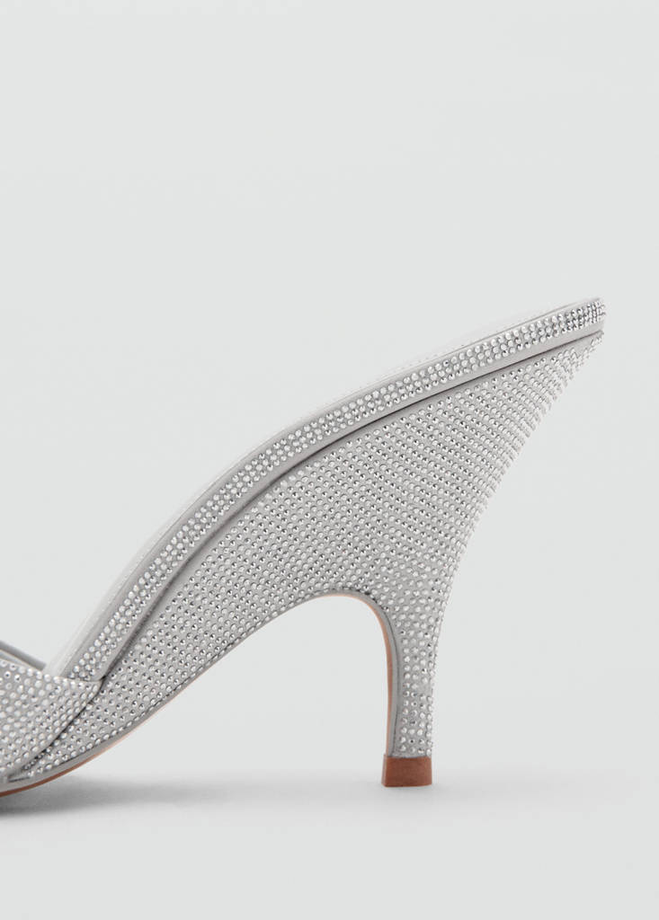 Wedge heeled sandals with rhinestones — Silver