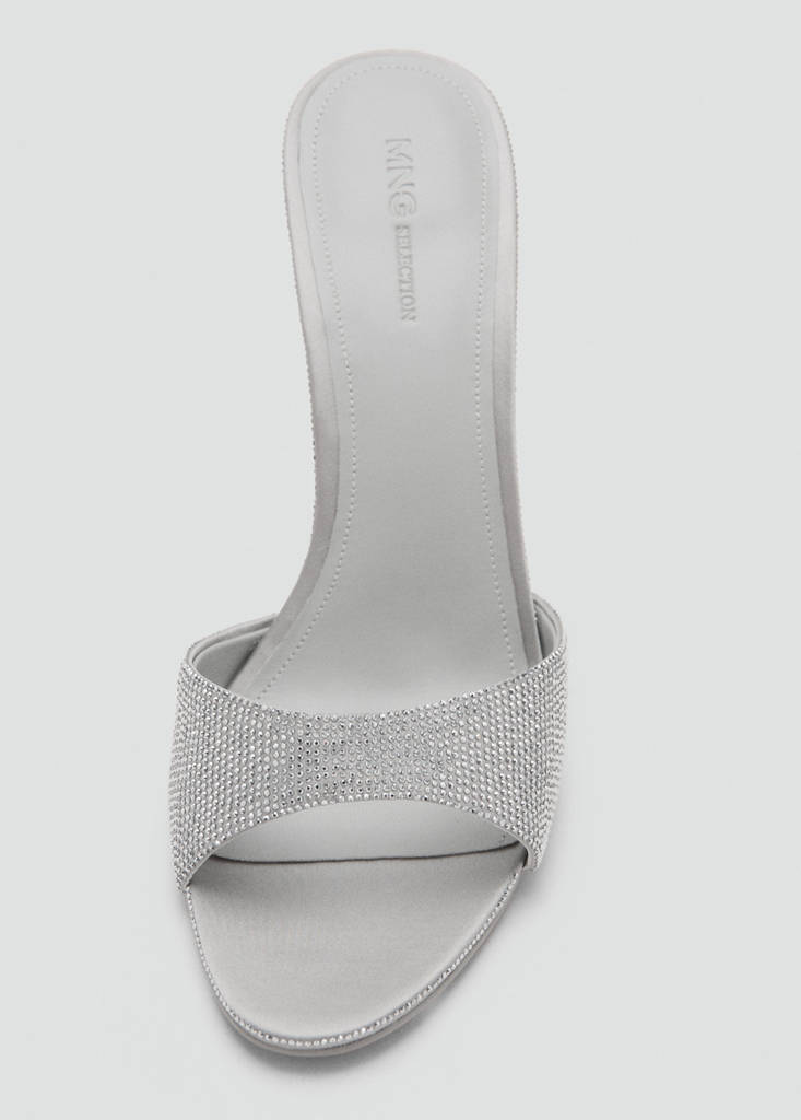 Wedge heeled sandals with rhinestones — Silver