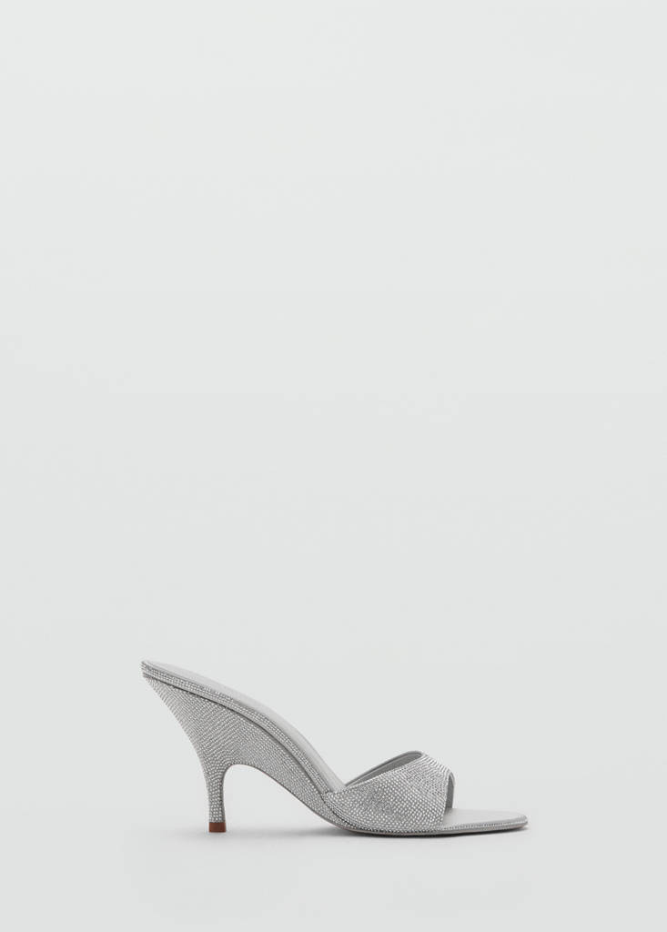 Wedge heeled sandals with rhinestones — Silver