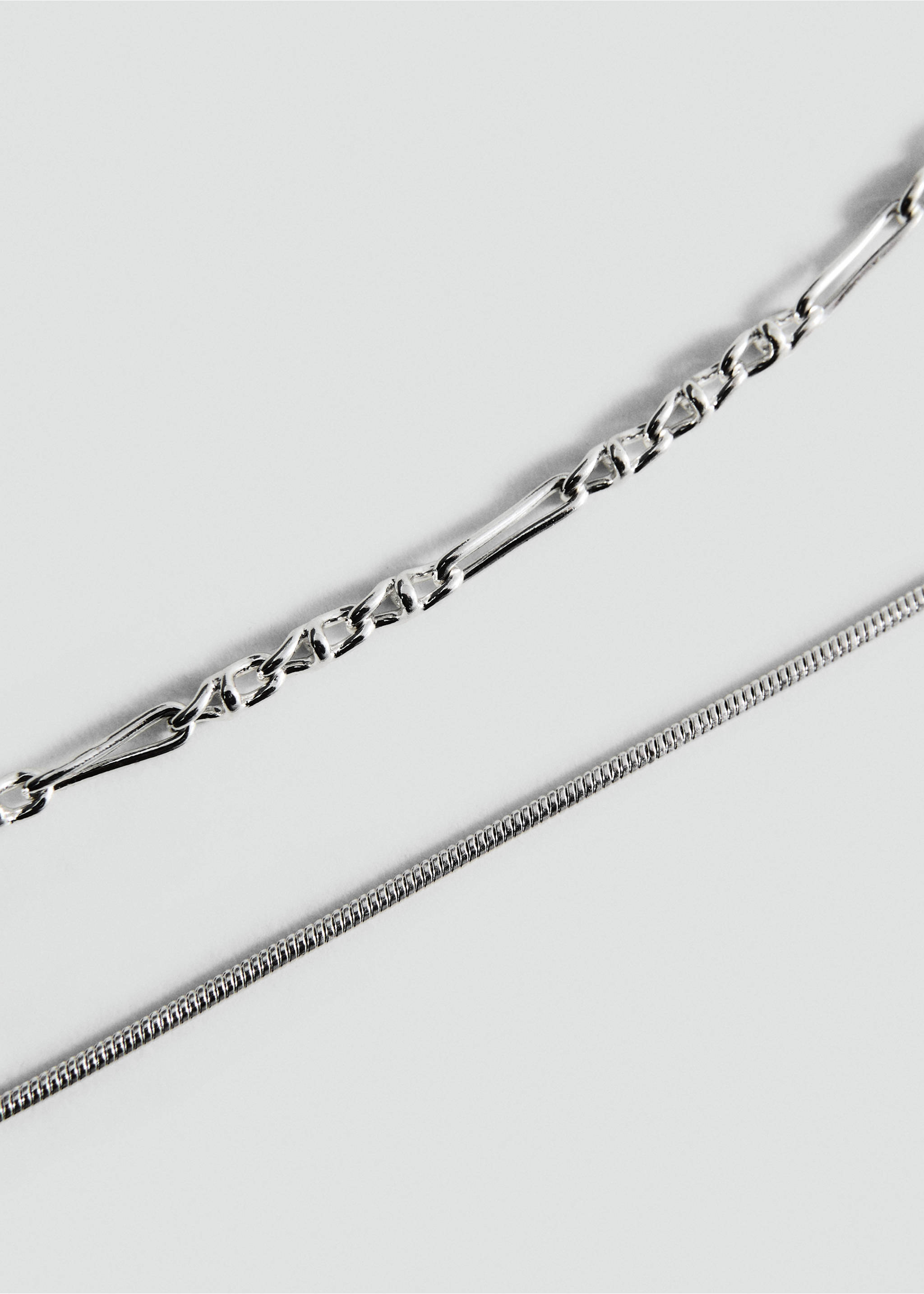 Mixed double necklace - Medium plane, Silver. Ref: 27041292-00.