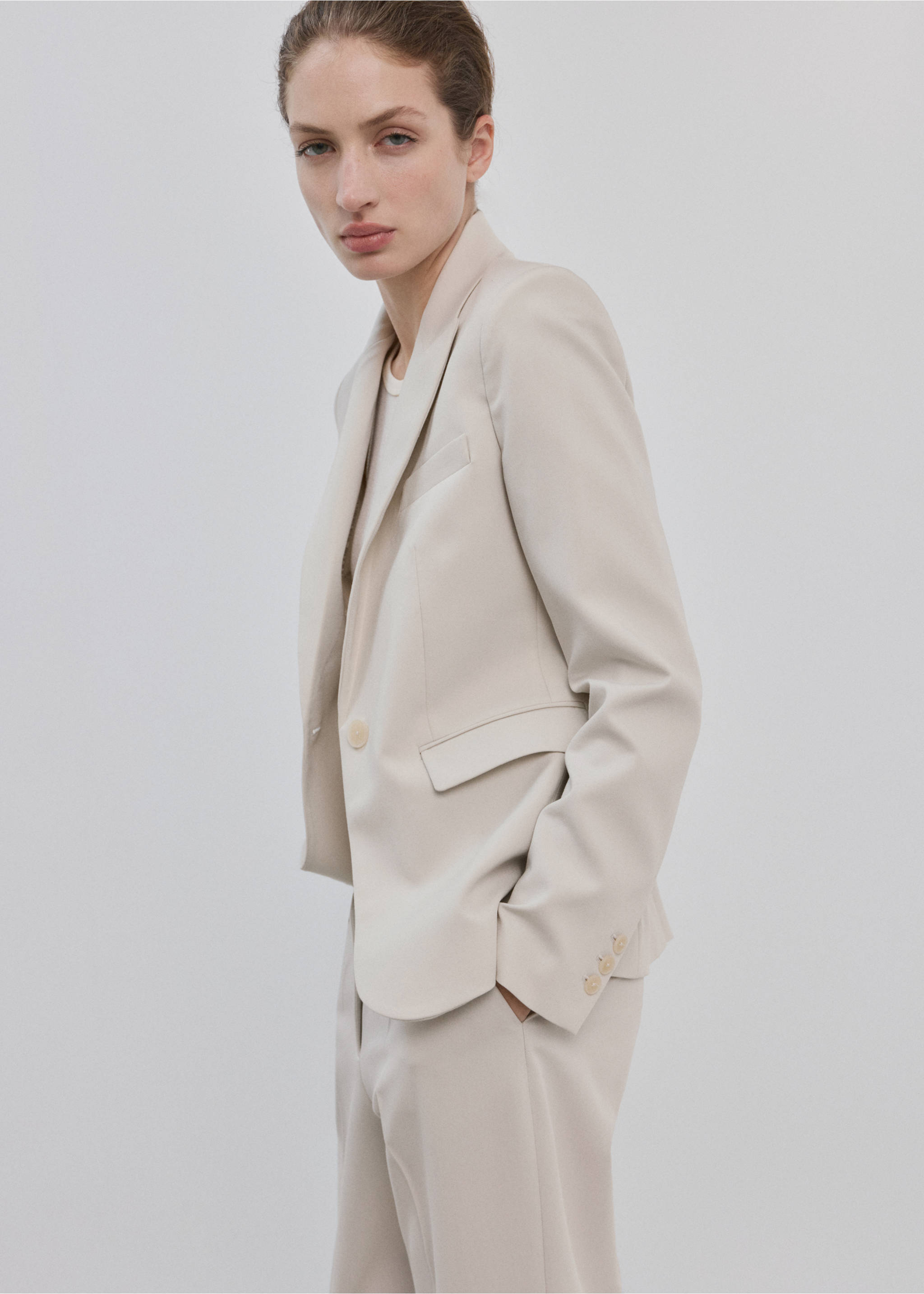 Fitted suit blazer - Medium plane, Light/Pastel Grey. Ref: 27041294-00.