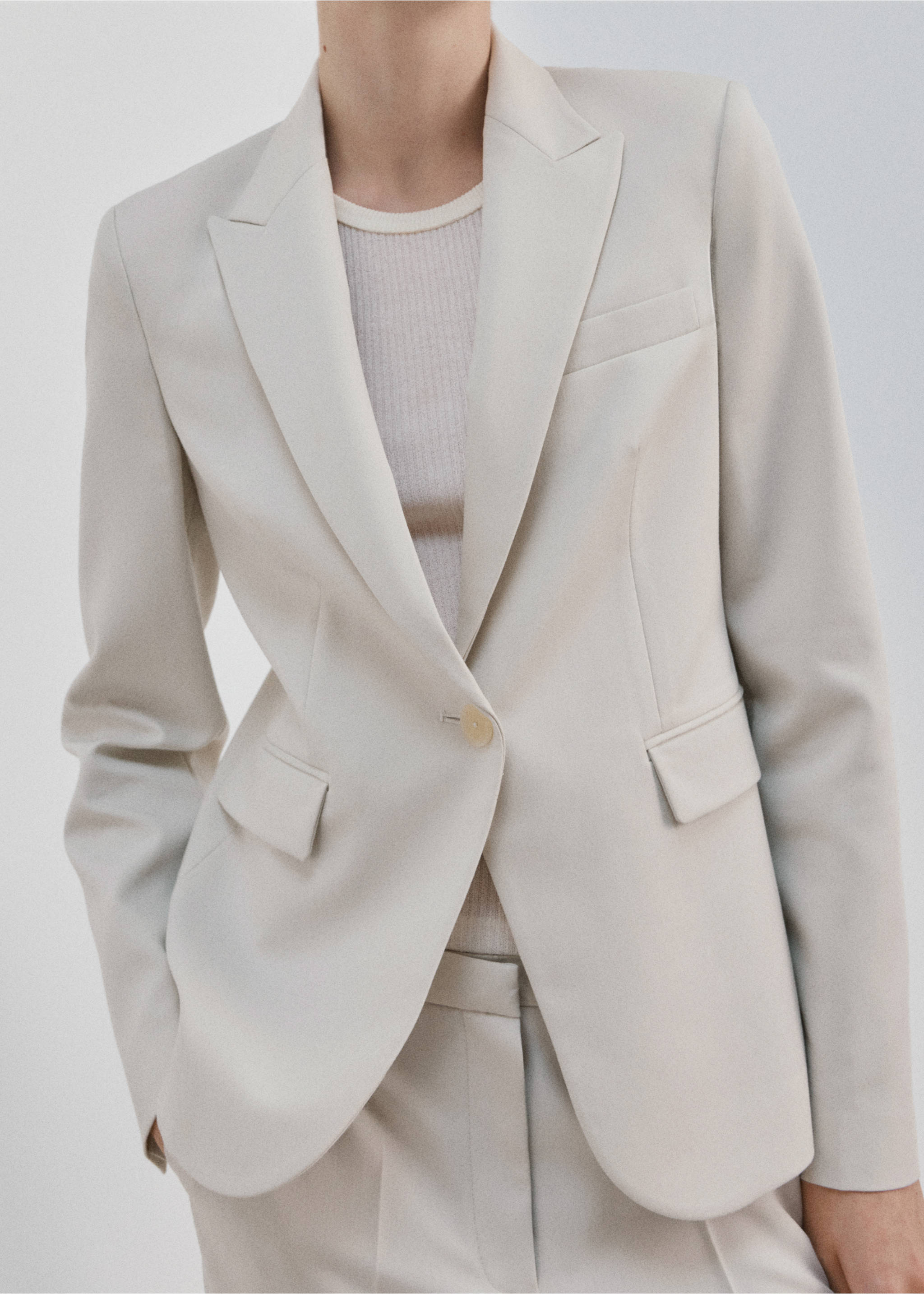 Fitted suit blazer - Details of the article 6, Light/Pastel Grey. Ref: 27041294-00.