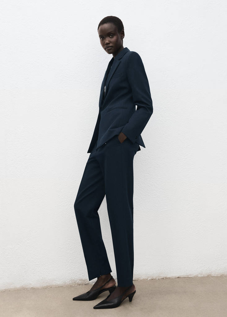 Fitted suit blazer — Dark Navy