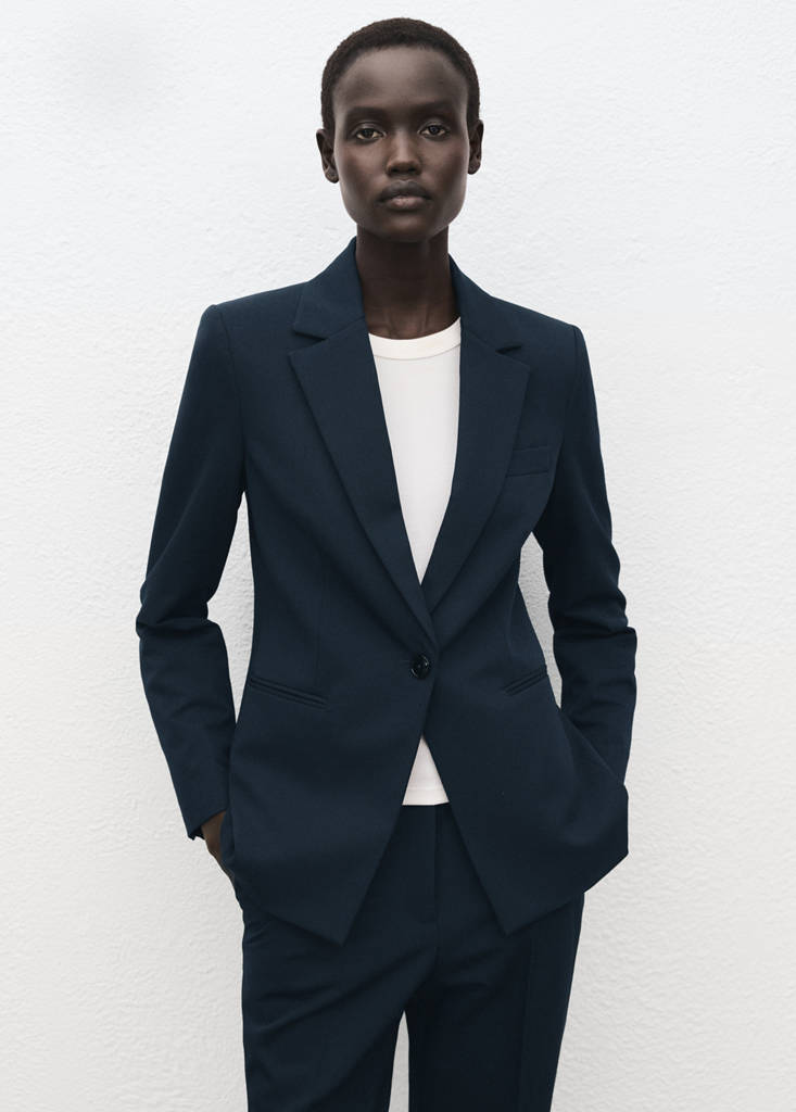 Fitted suit blazer — Dark Navy