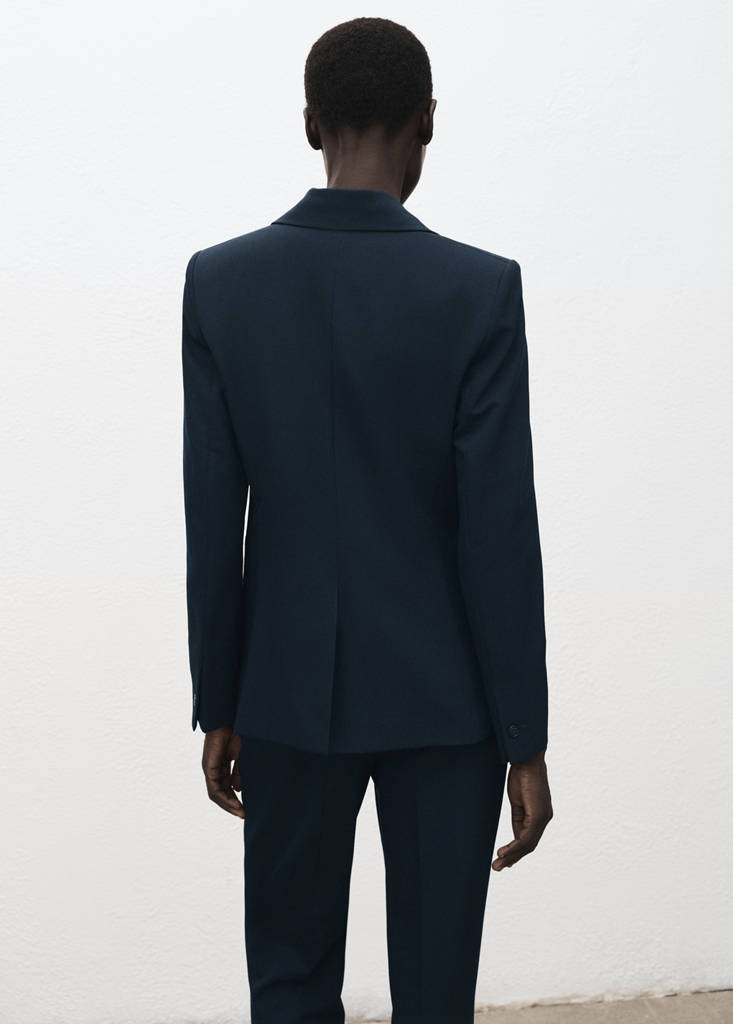 Fitted suit blazer — Dark Navy