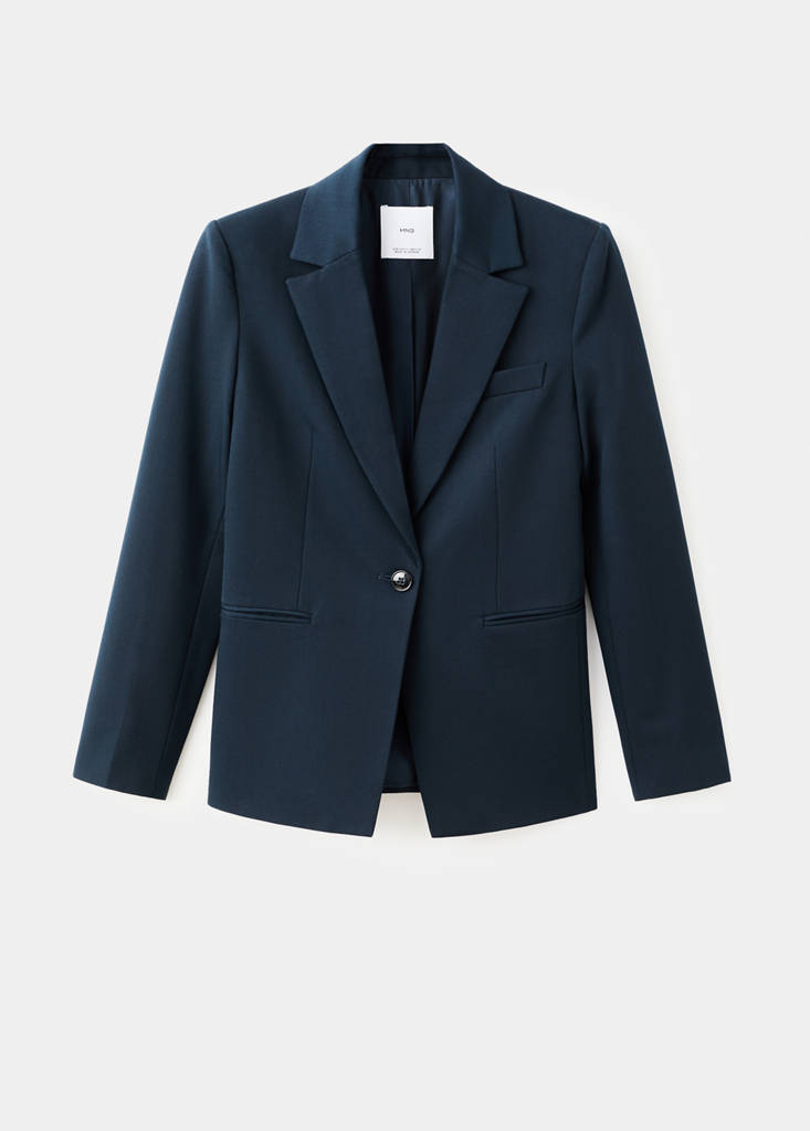Fitted suit blazer — Dark Navy