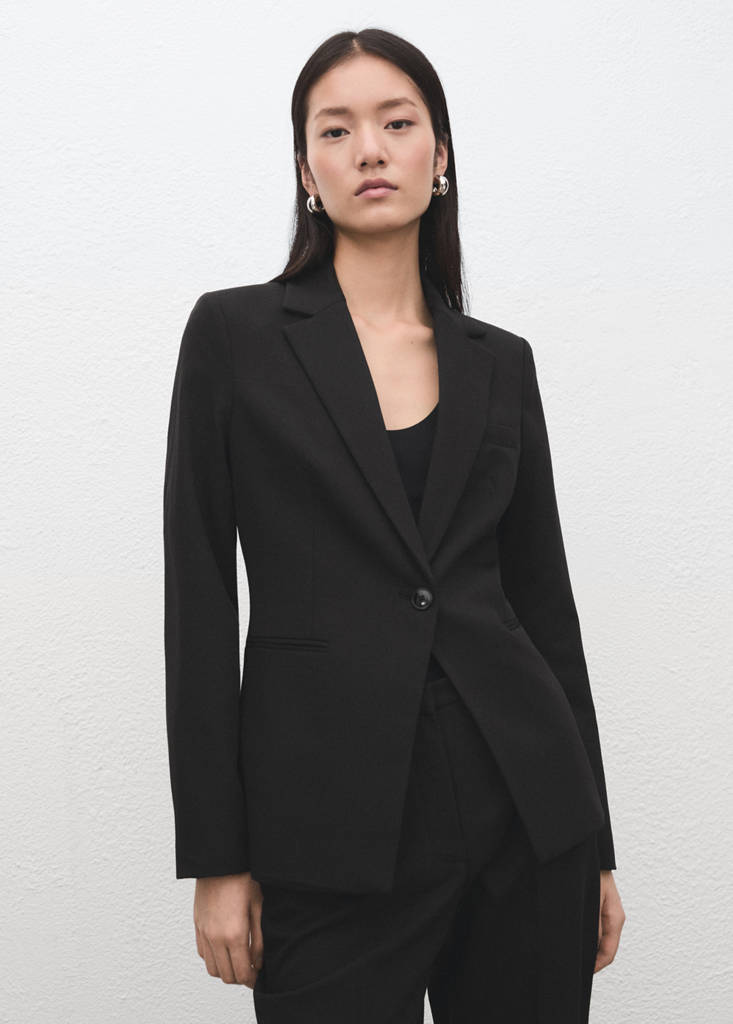 Fitted suit blazer — Black