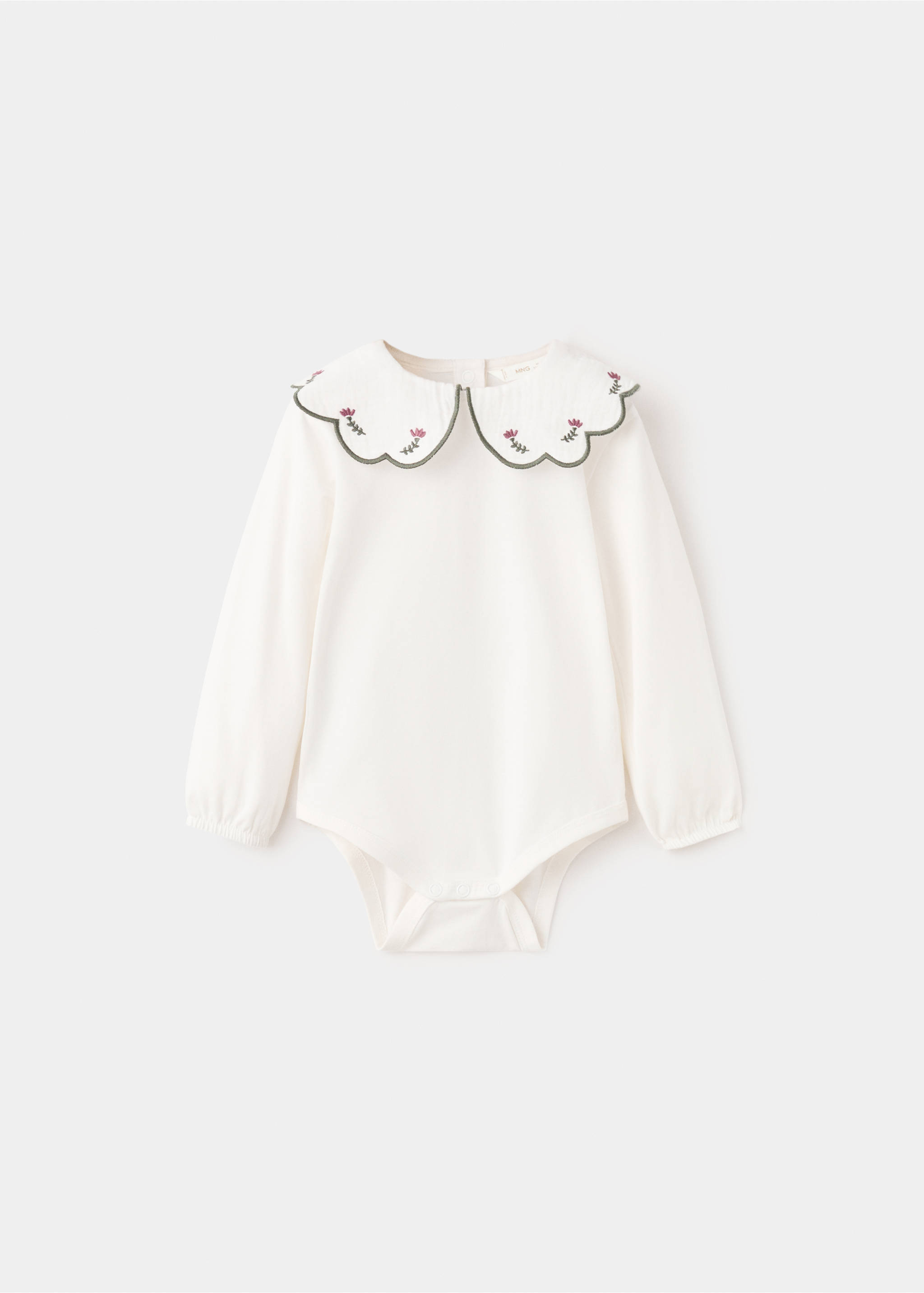 Embroidered babydoll-neck body - Article without model, Off White. Ref: 27041296-00.