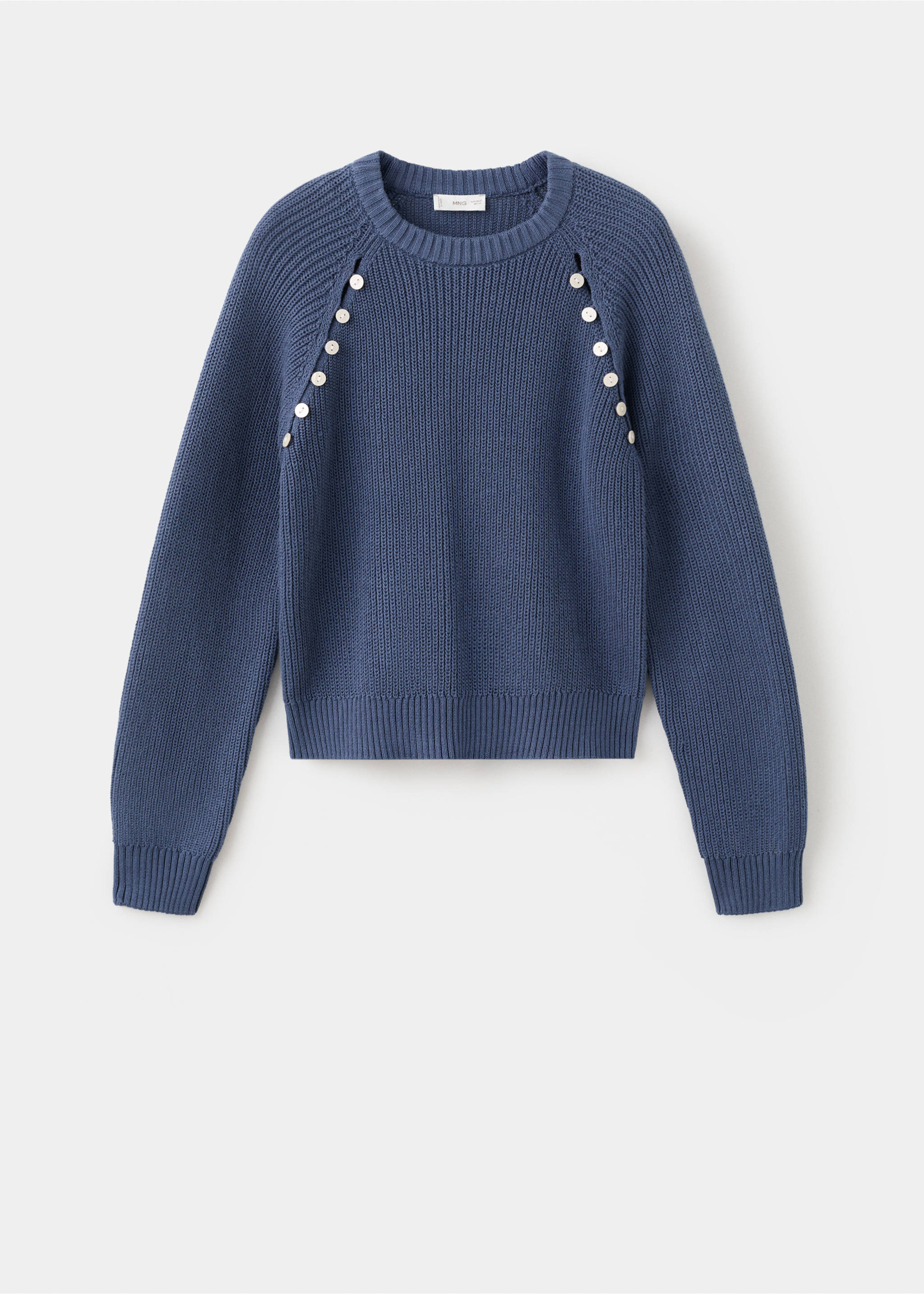 Buttons detail knit sweater - Article without model, Blue. Ref: 27041299-00.