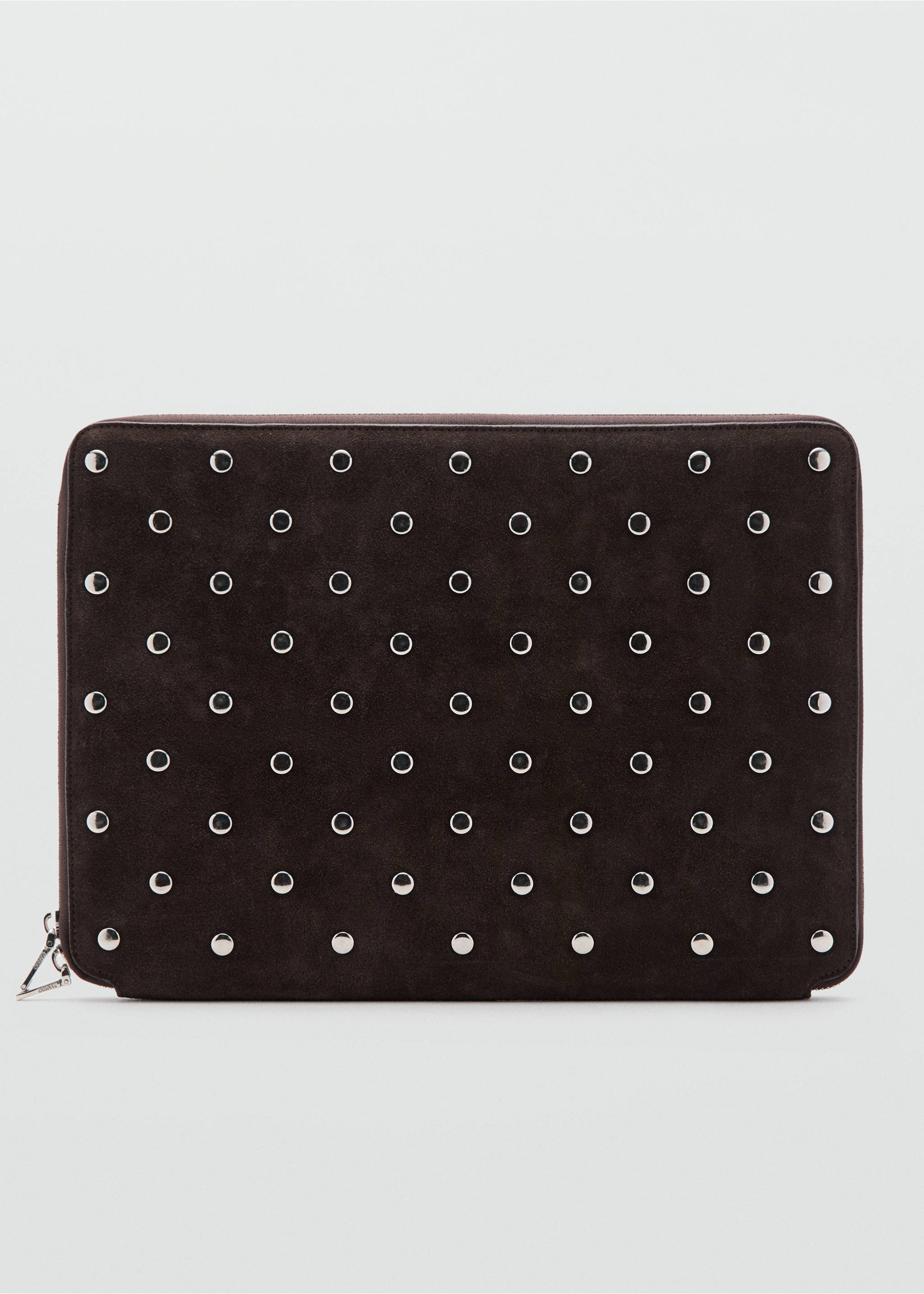 Studded leather laptop case - Article without model, Chocolate. Ref: 27041300-00.