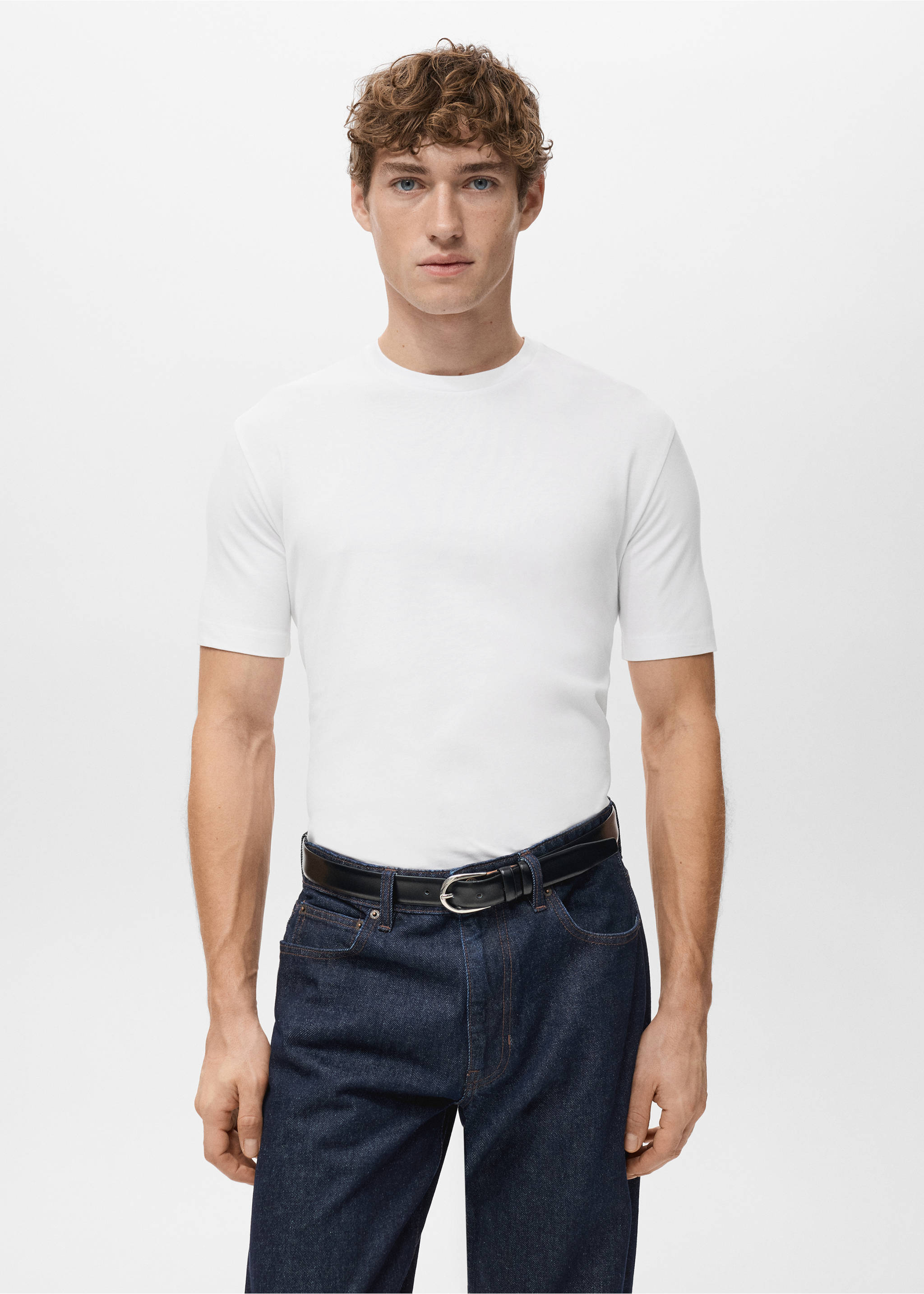 Pack of 2 stretch cotton t-shirts - Medium plane, White. Ref: 27041301-00.