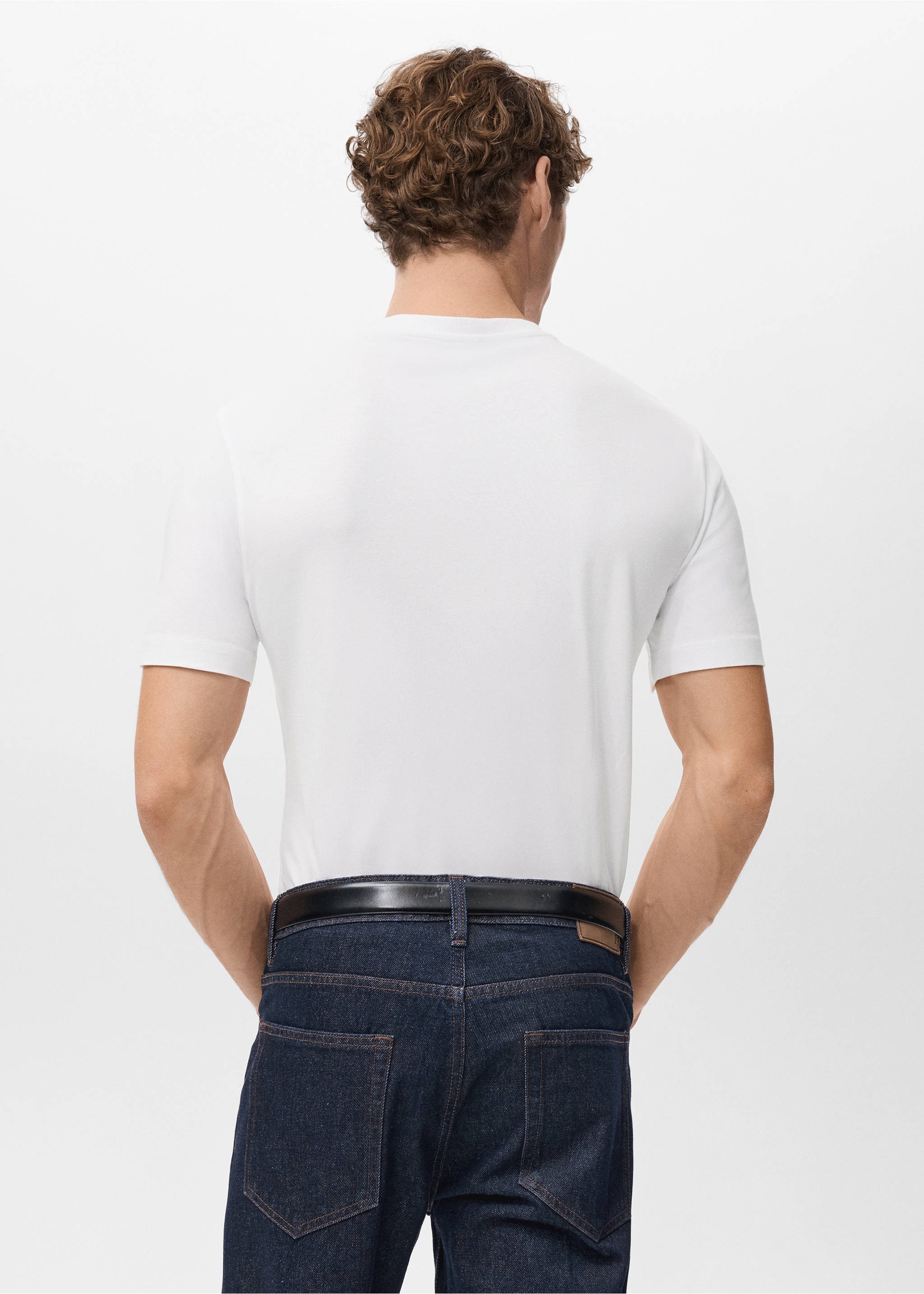 Pack of 2 stretch cotton t-shirts - Reverse of the article, White. Ref: 27041301-00.