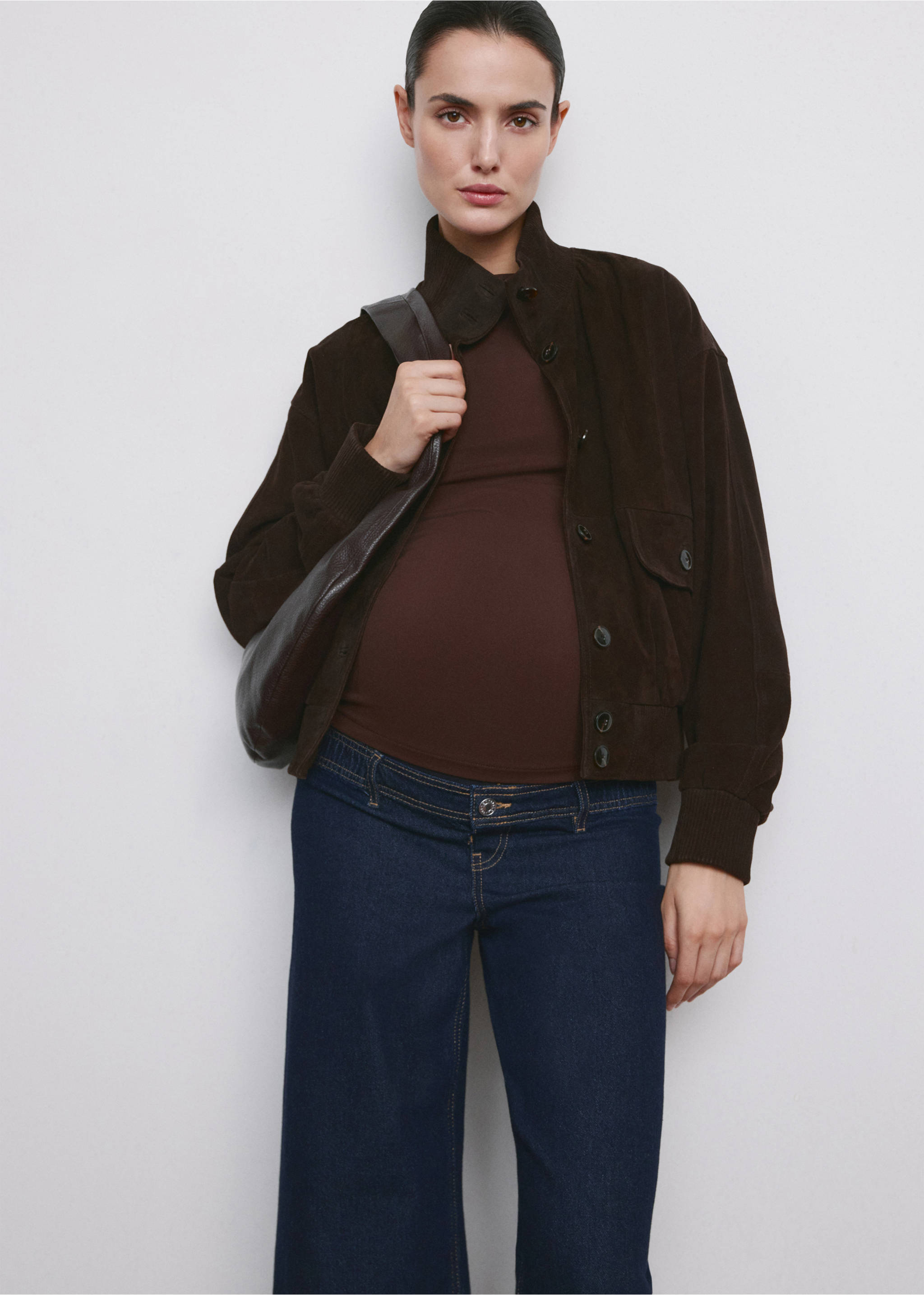 Wide leg maternity jeans - Details of the article 1, Open Blue. Ref: 27041303-00.