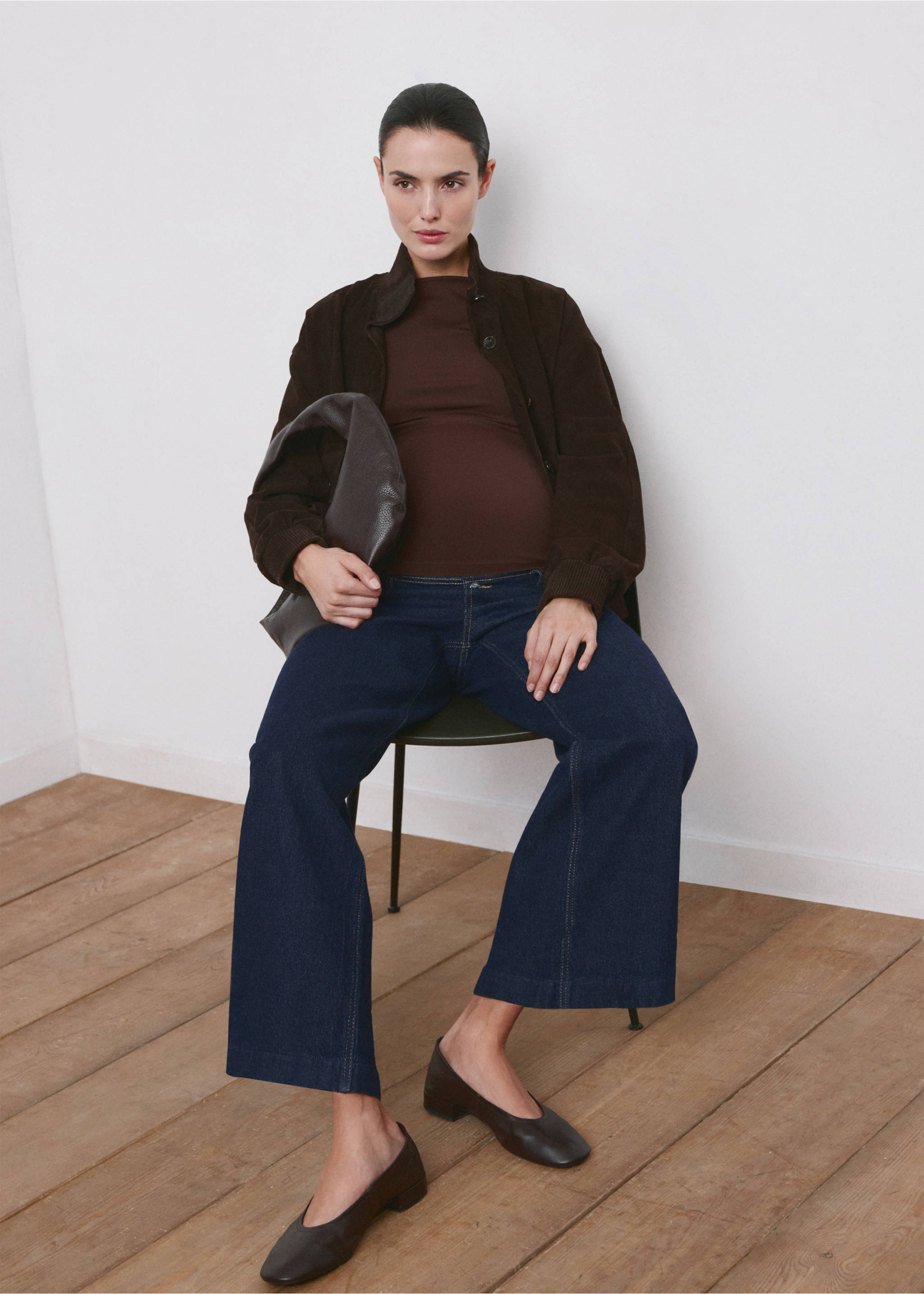 Wide leg maternity jeans - Details of the article 6, Open Blue. Ref: 27041303-00.