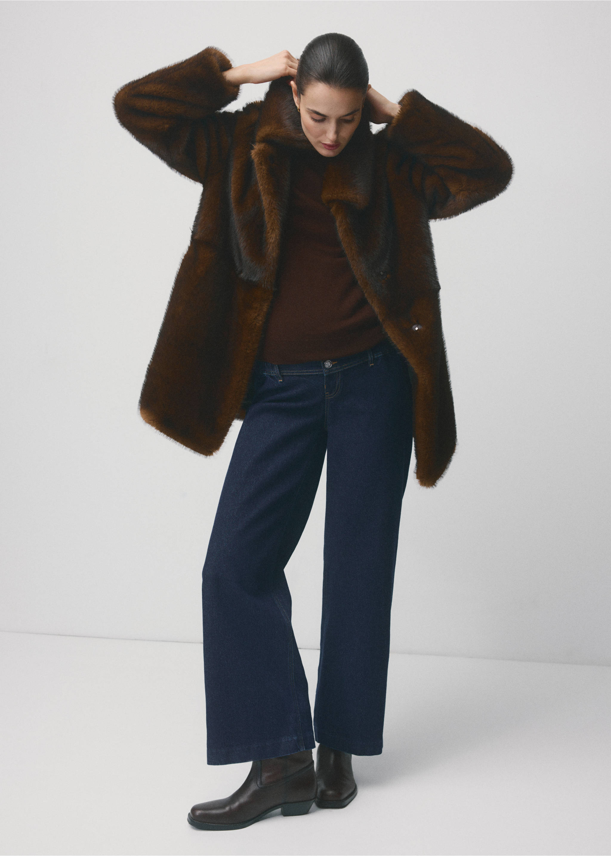 Wide leg maternity jeans - Details of the article 2, Open Blue. Ref: 27041303-00.