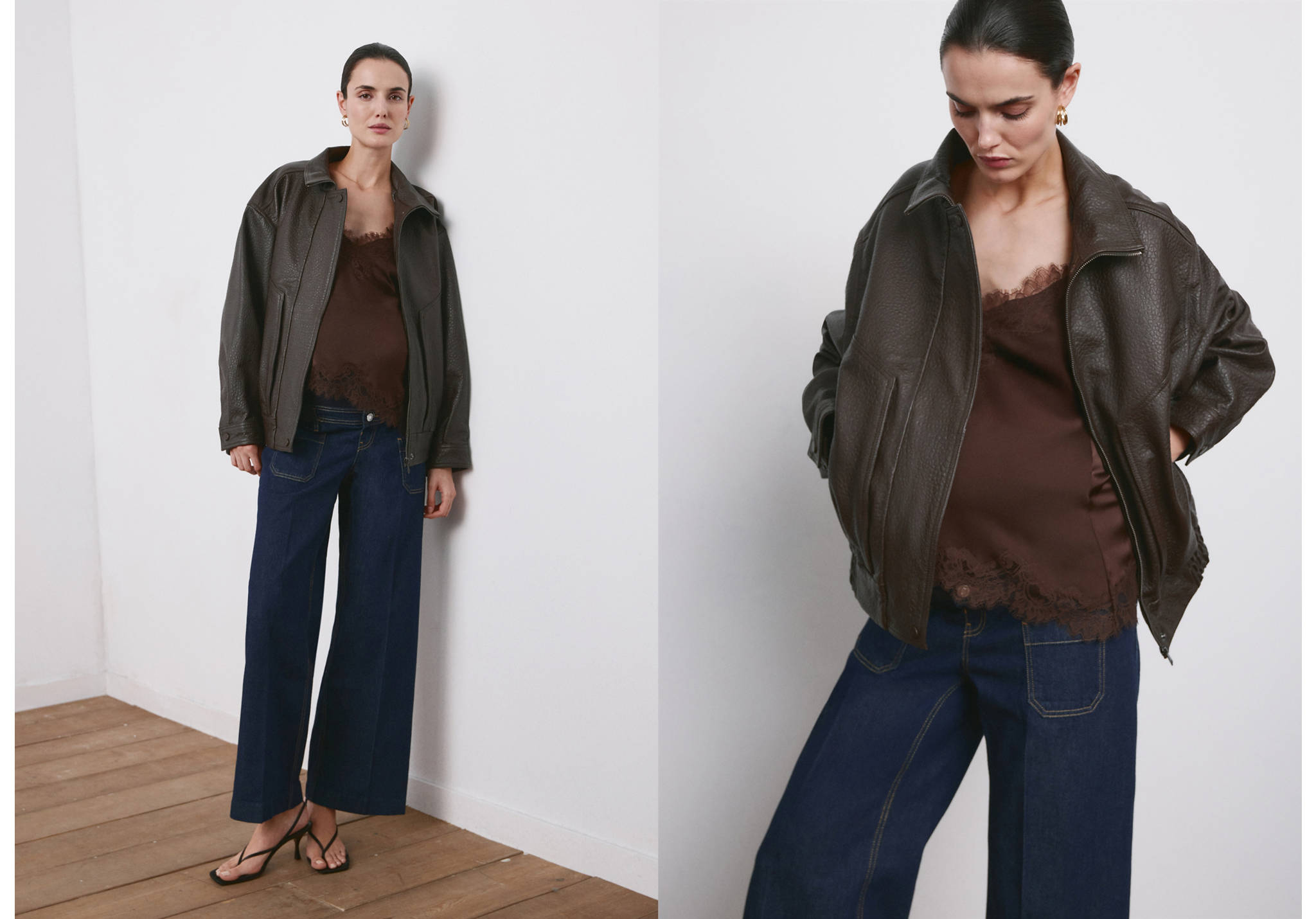 口袋阔腿妈咪牛仔裤 - null