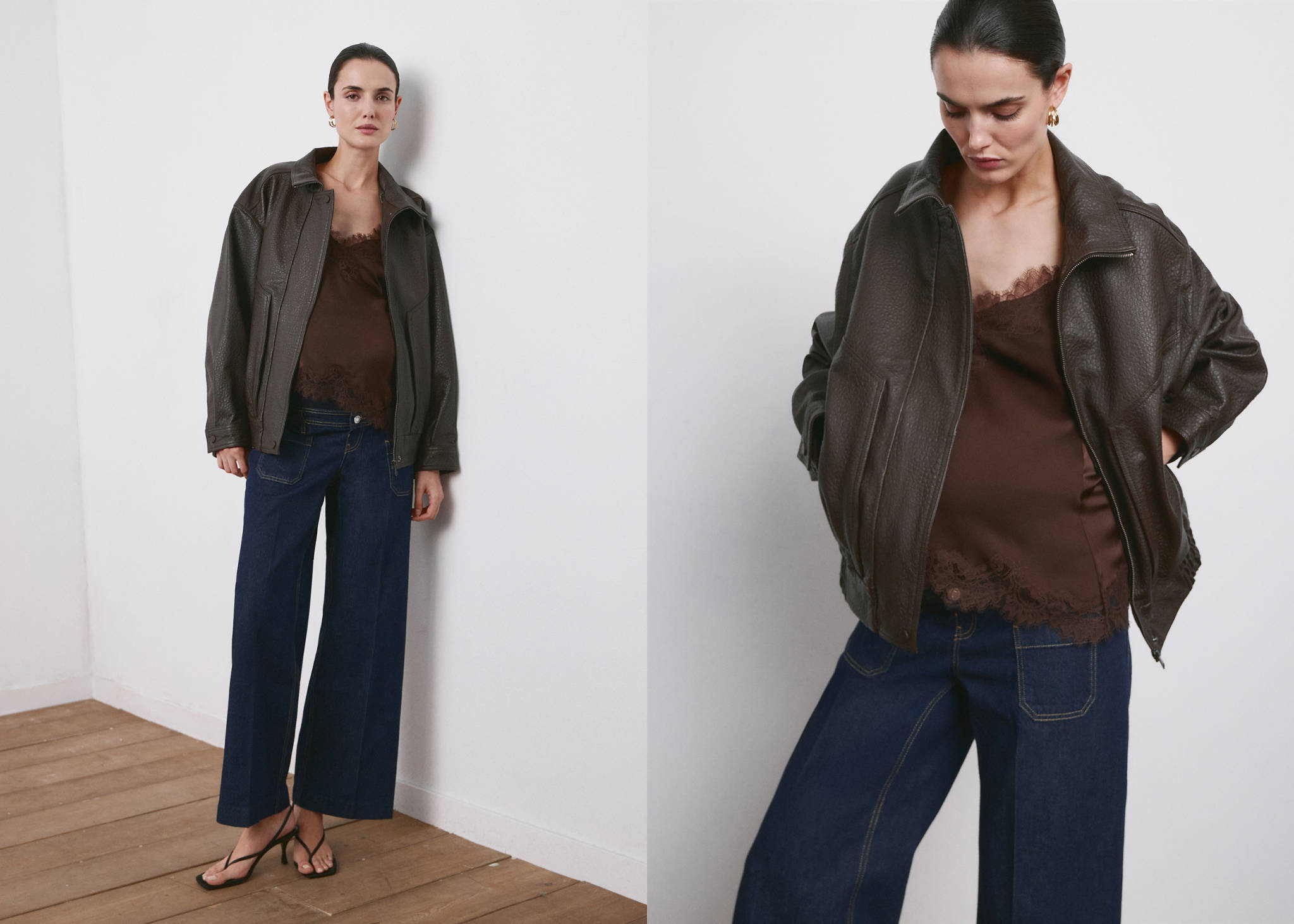 Wide leg premamá jeans with pockets - Panoramic plane