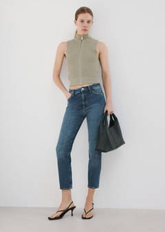 Claudia slim-fit cropped jeans — Dark Blue 2
