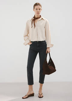 Claudia slim-fit cropped jeans — Black denim 2