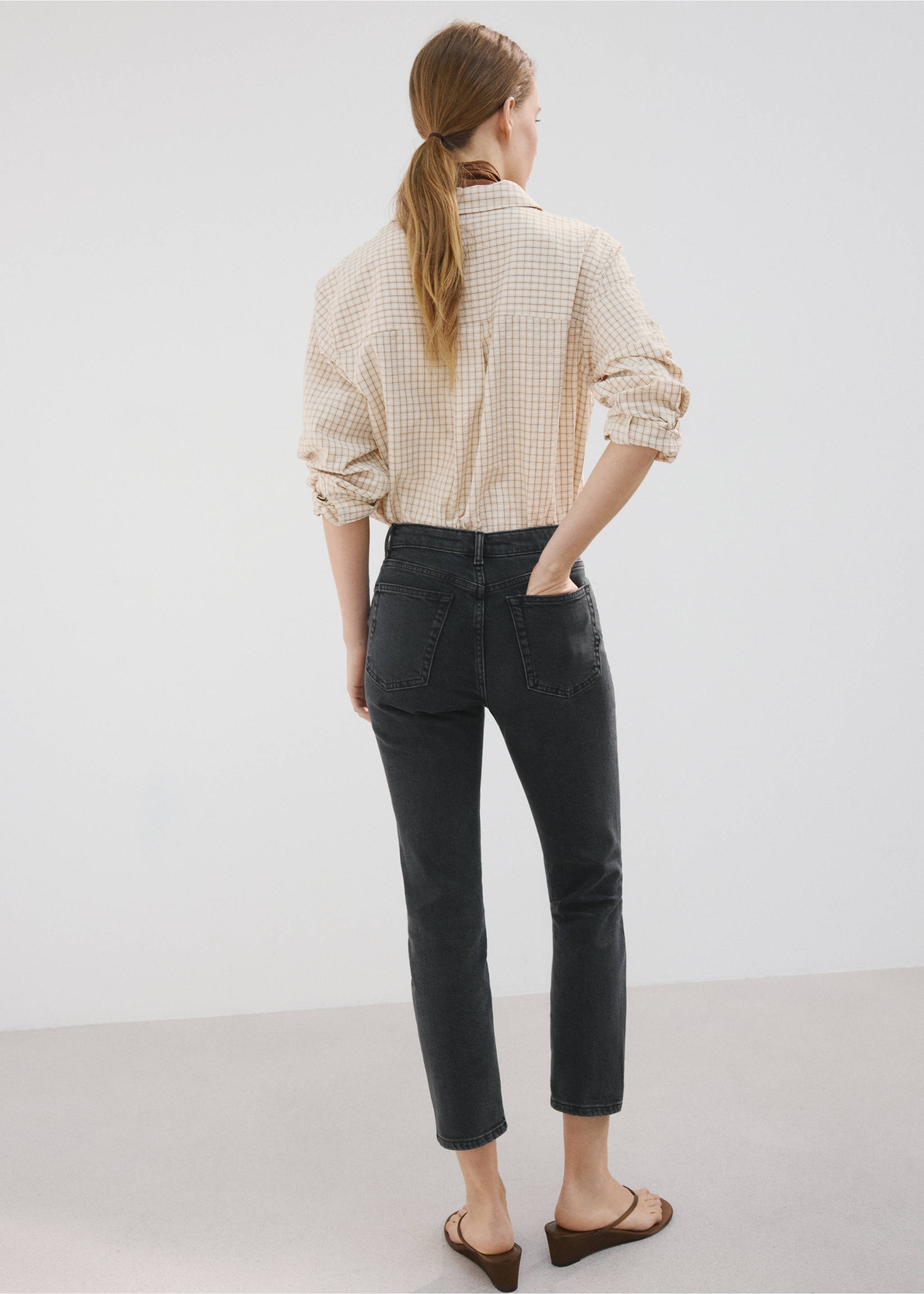 Claudia slim-fit cropped jeans - Reverse of the article, Black denim. Ref: 27041306-00.