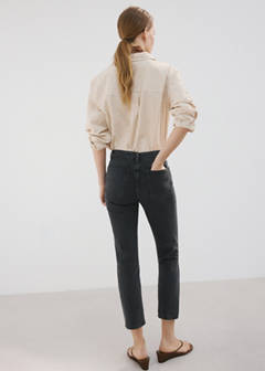 Claudia slim-fit cropped jeans — Black denim 3
