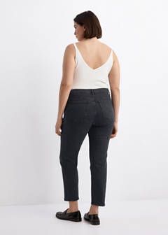 Claudia slim-fit cropped jeans — Black denim 8