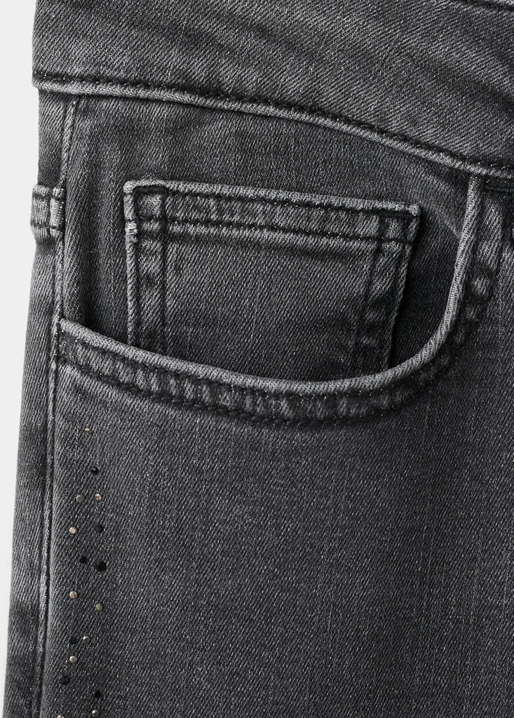 Rhinestone flare jeans — Black denim