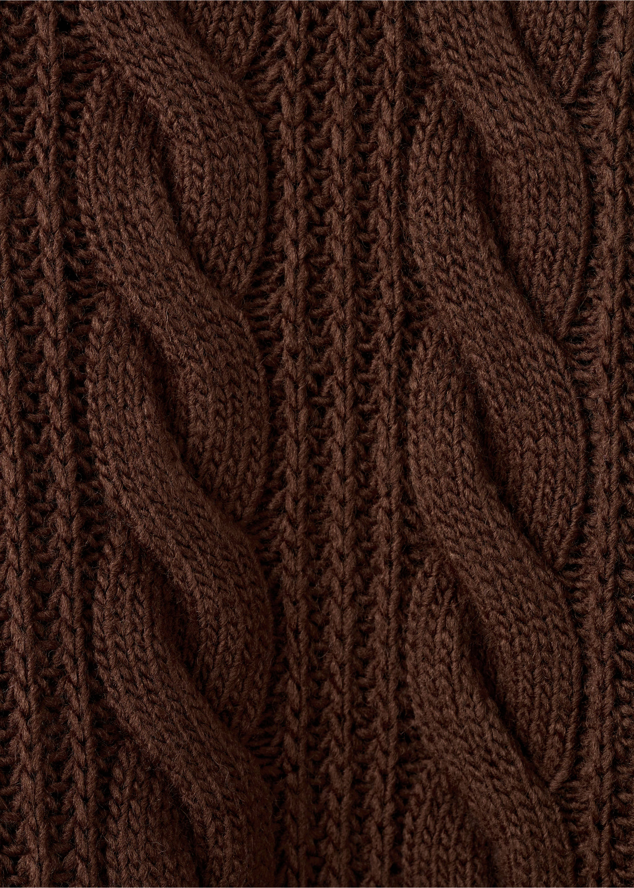V-neck braided sweater - Details of the article 0, Brown. Ref: 27041308-00.