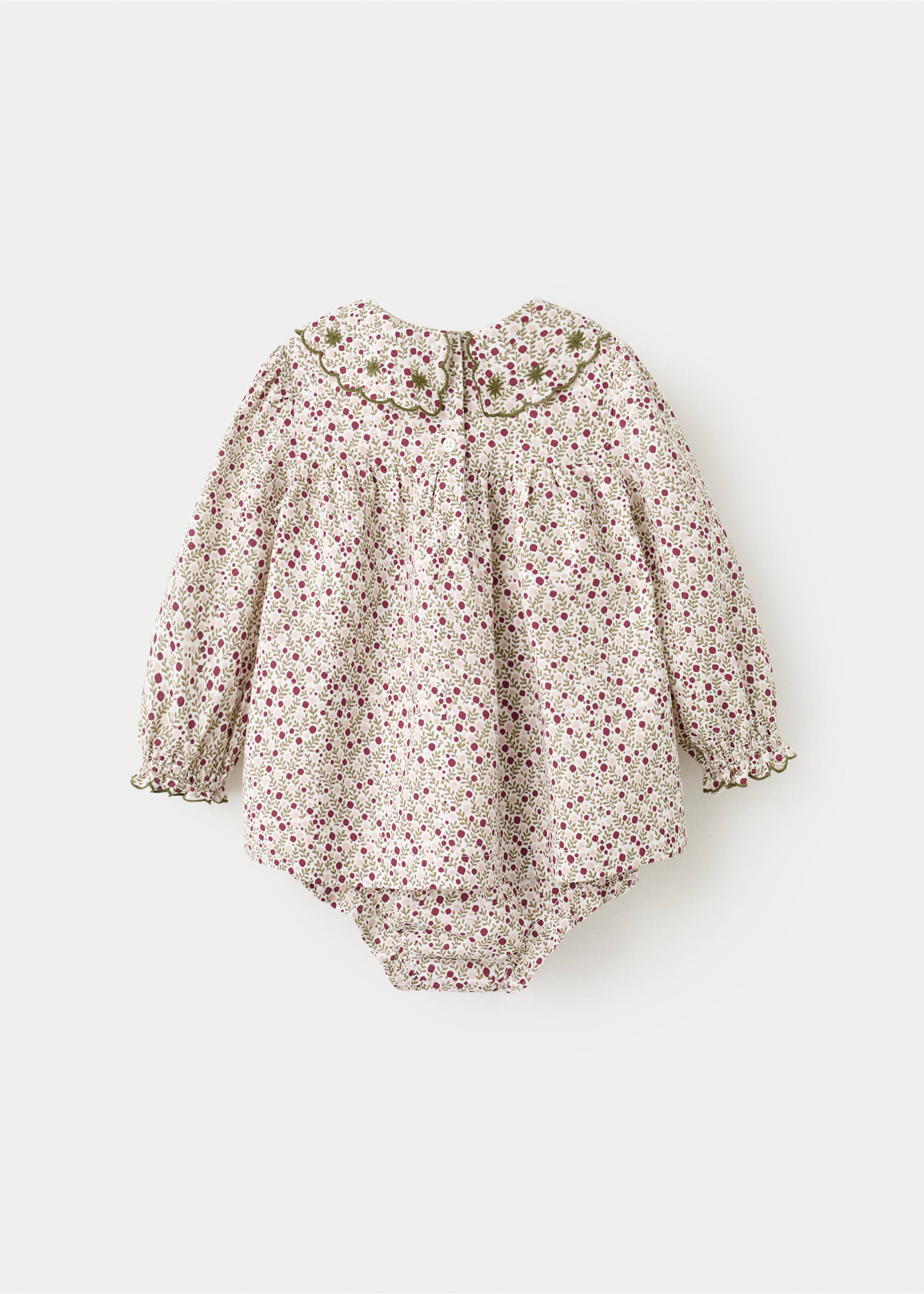 Vestido y ranita detalles bordados - Reverso del artículo, Blanco roto. Ref: 27041309-00.