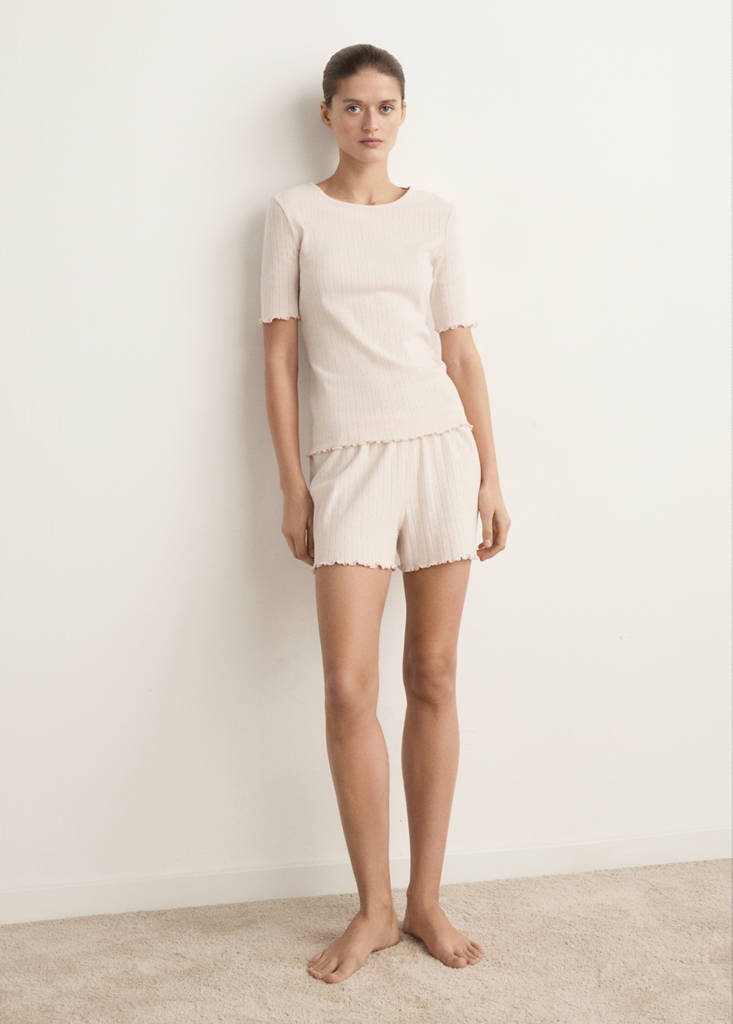 Openwork cotton shorts — Pink
