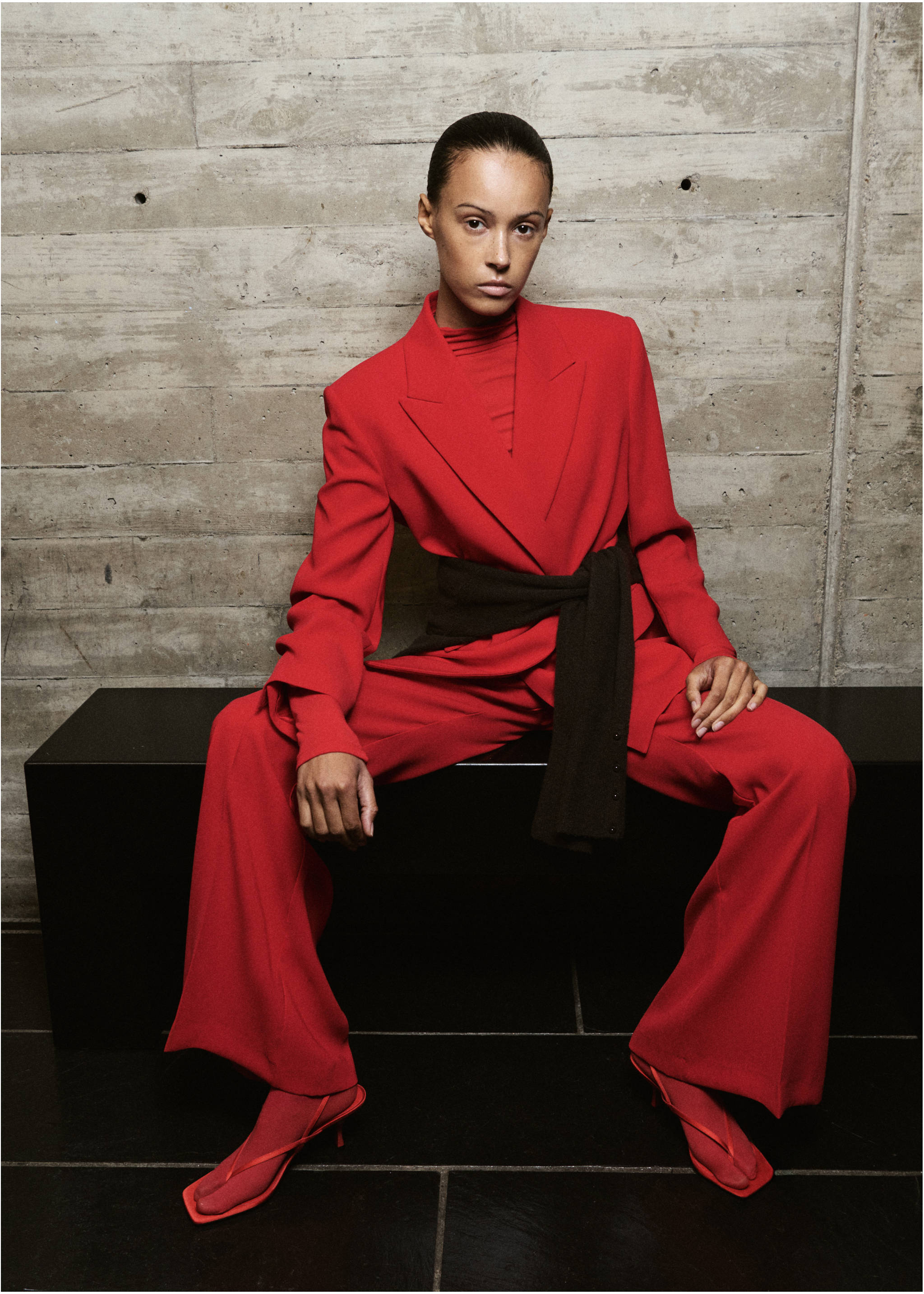 高腰西装长裤 - null, 红色. Ref: 27041320-00.