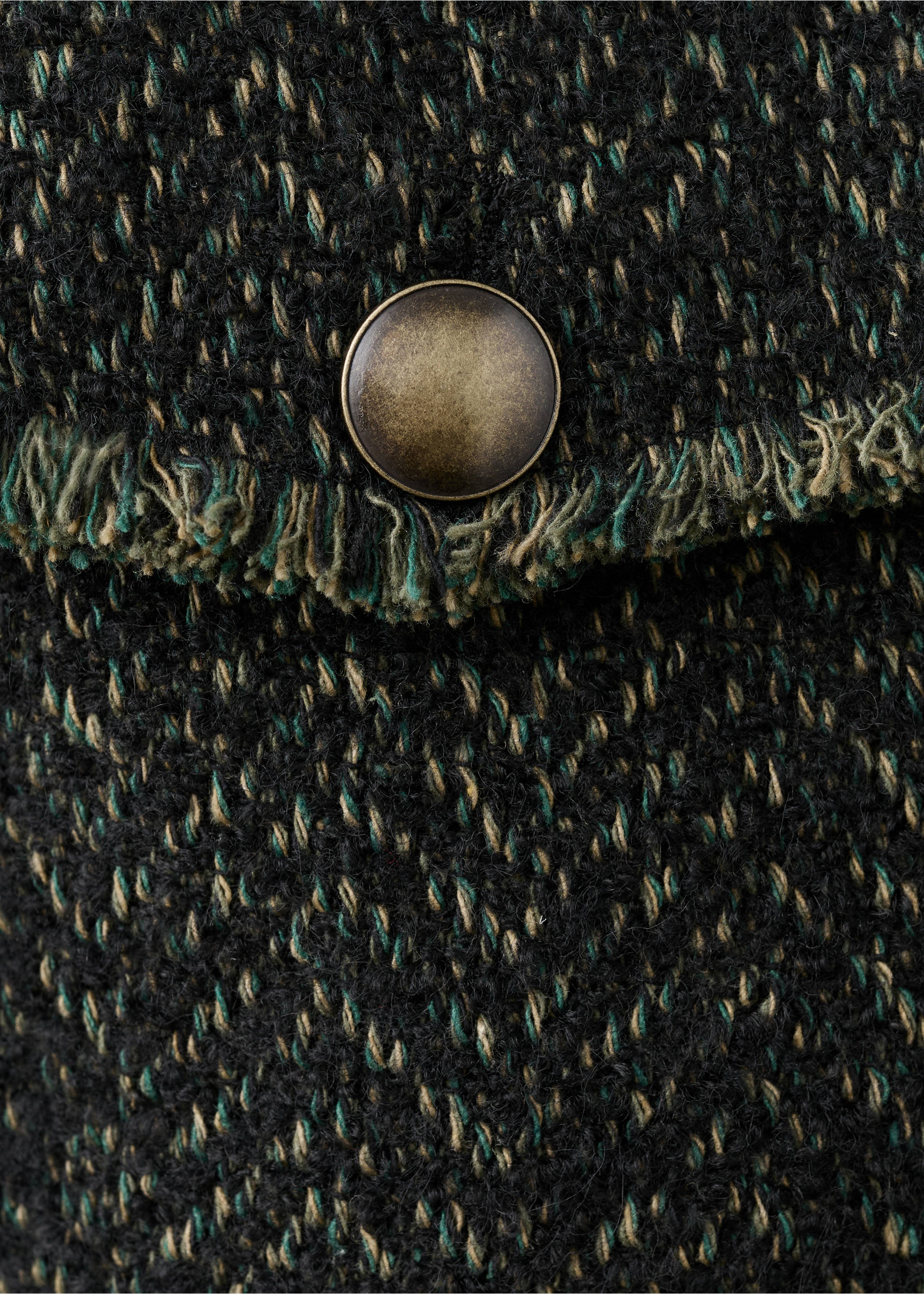 Veste tweed col à revers - Détail de l'article 8, Vert. Ref: 27041323-00.