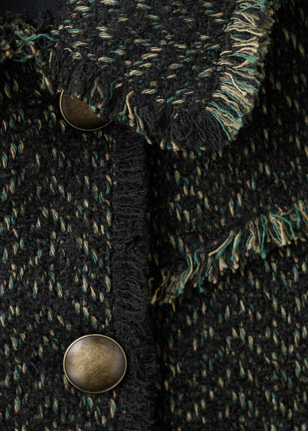 Tweed jacket with notched lapel collar — Green