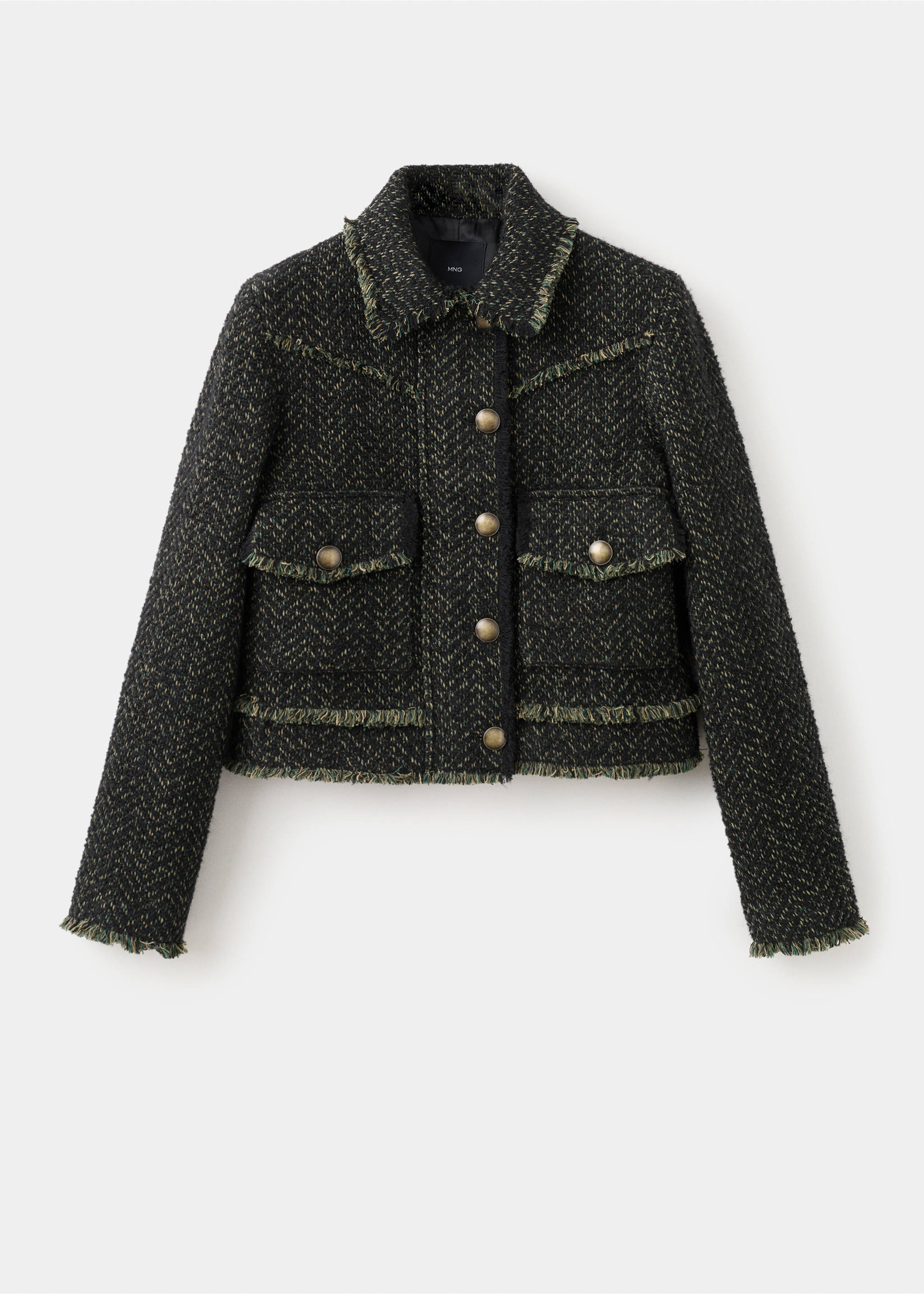 Tweed jacket with notched lapel collar - Article without model, Green. Ref: 27041323-00.