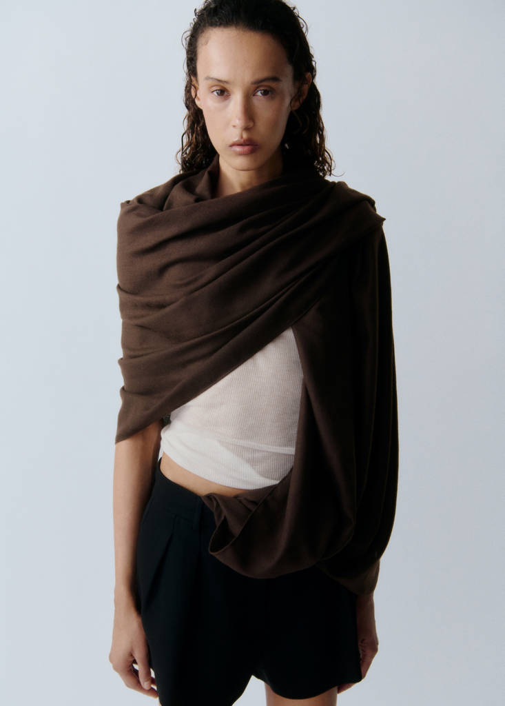 Frayed edge scarf — Chocolate