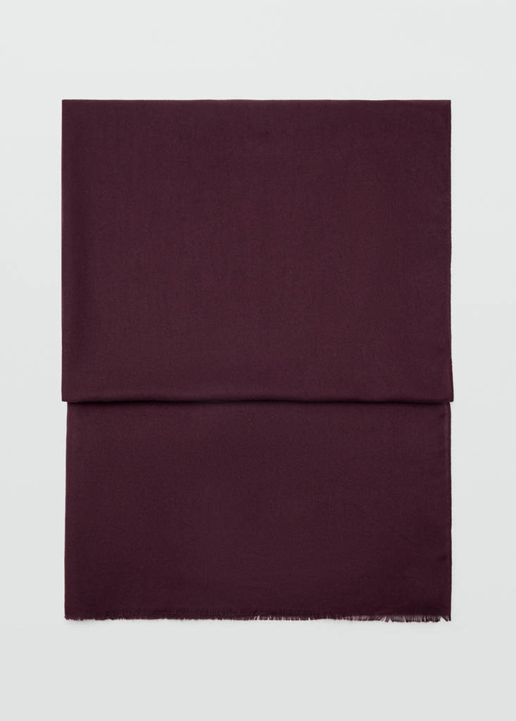 Frayed edge scarf — Burgundy