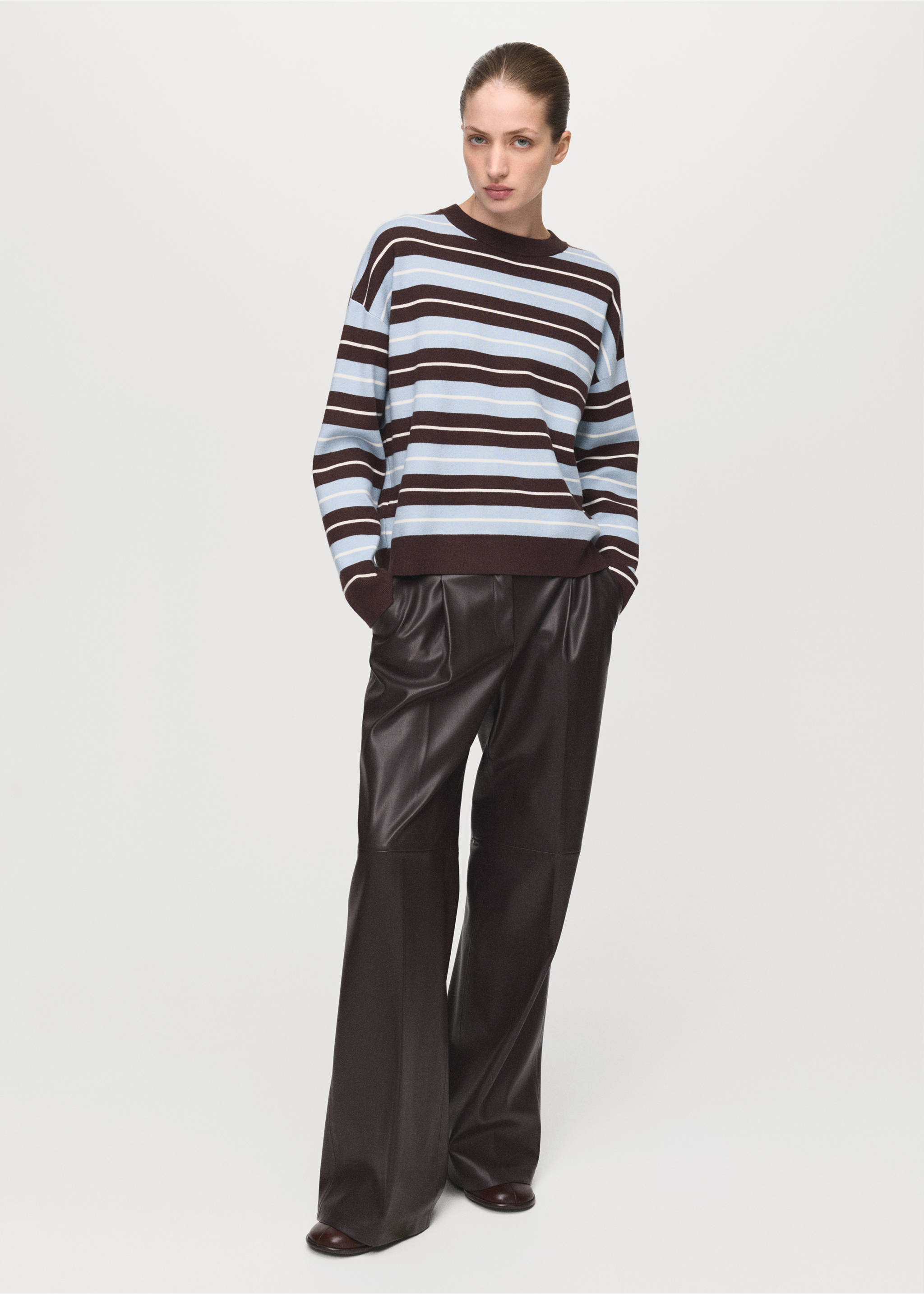Oversized striped sweater - General plane, Chocolate. Ref: 27041332-00.