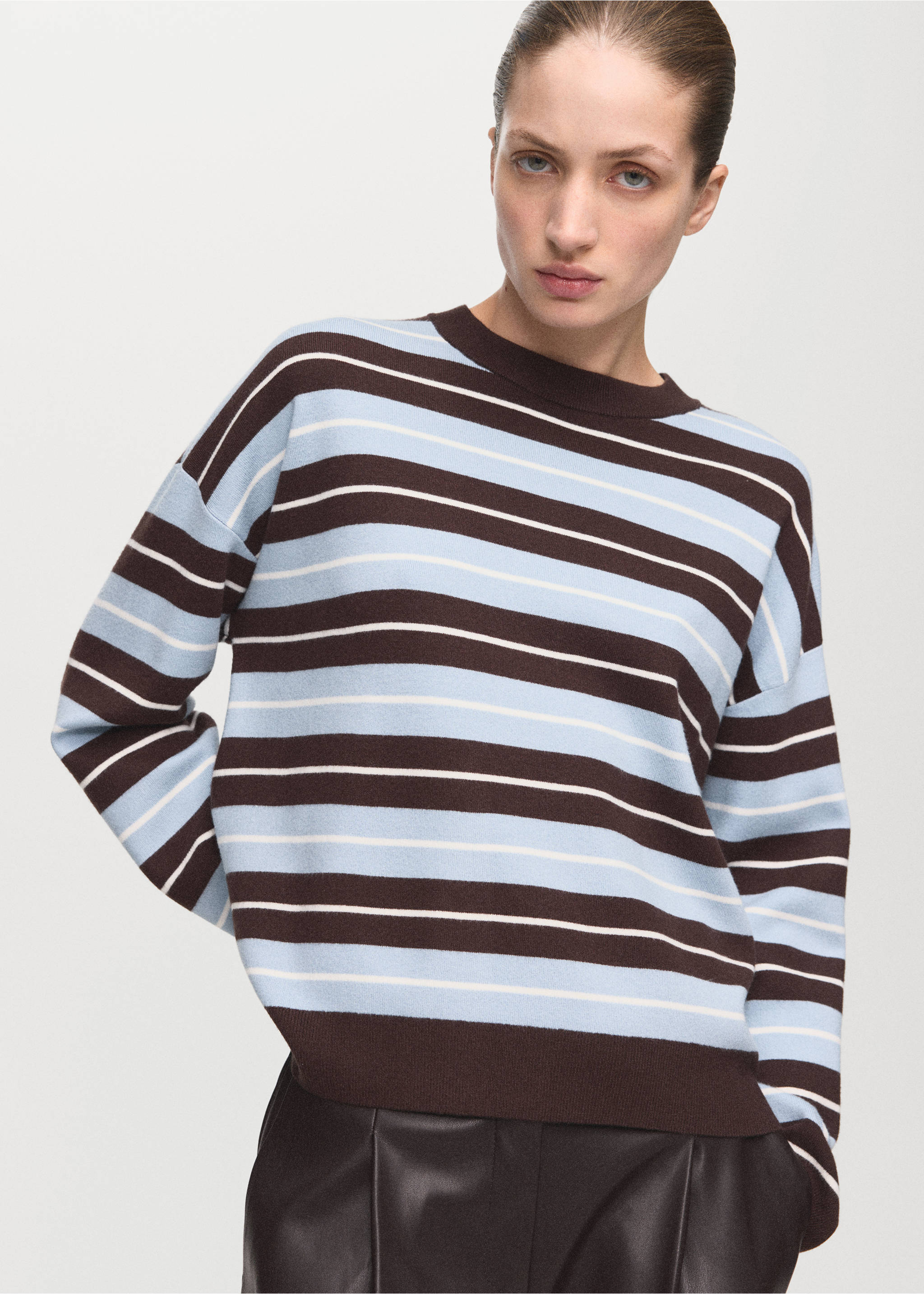 Oversized striped sweater - Medium plane, Chocolate. Ref: 27041332-00.