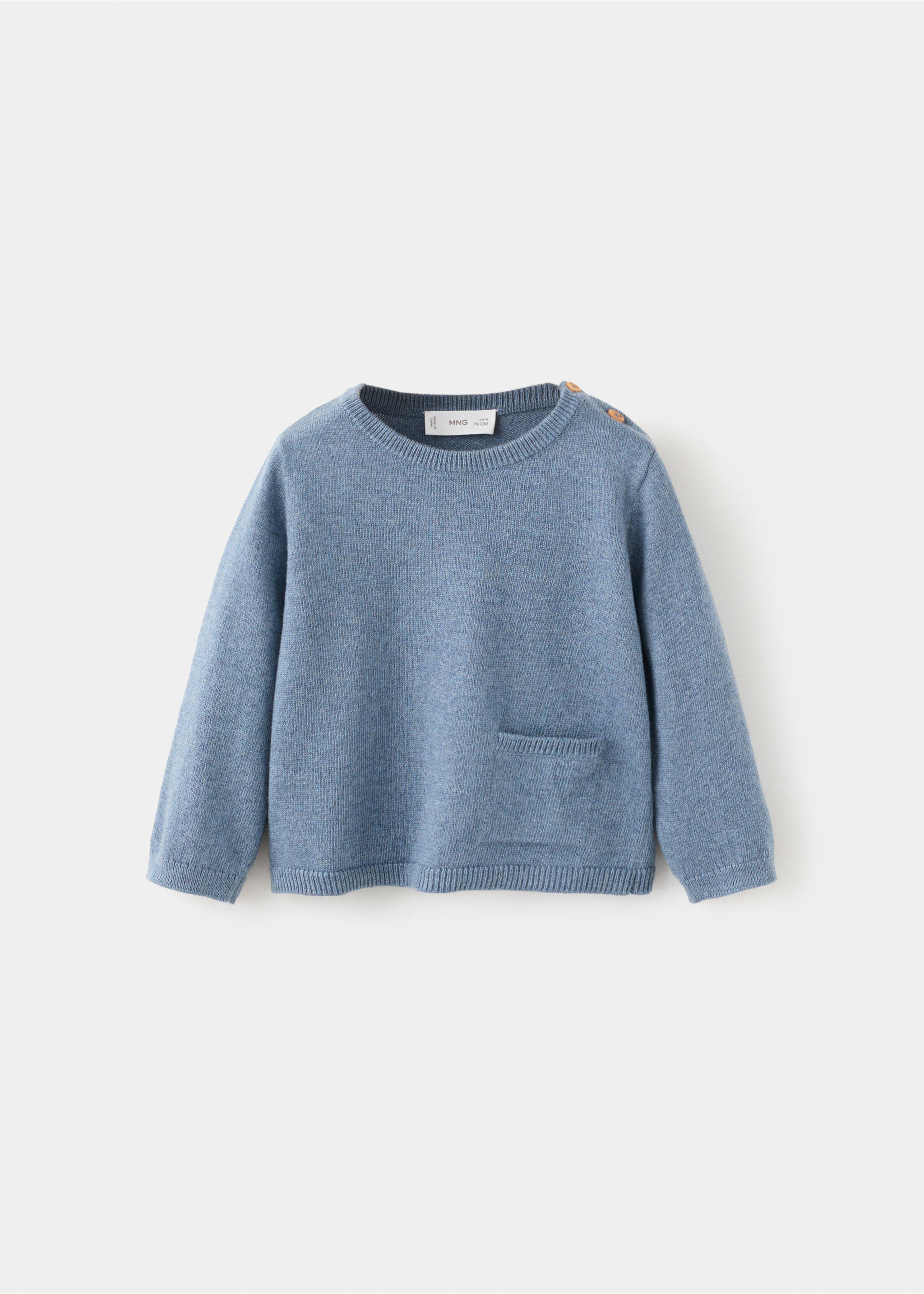 Knit pocket sweater - Article without model, Blue. Ref: 27041333-00.