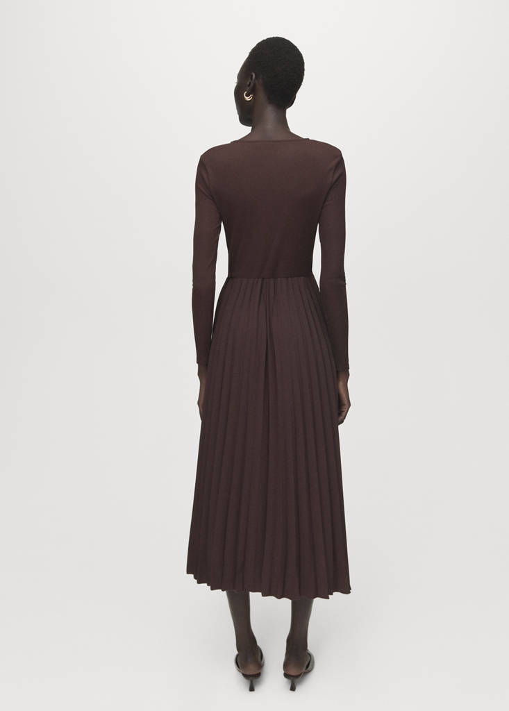 Flared midi-dress with belt — Chocolate