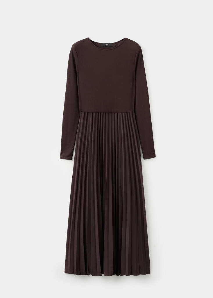 Flared midi-dress with belt — Chocolate