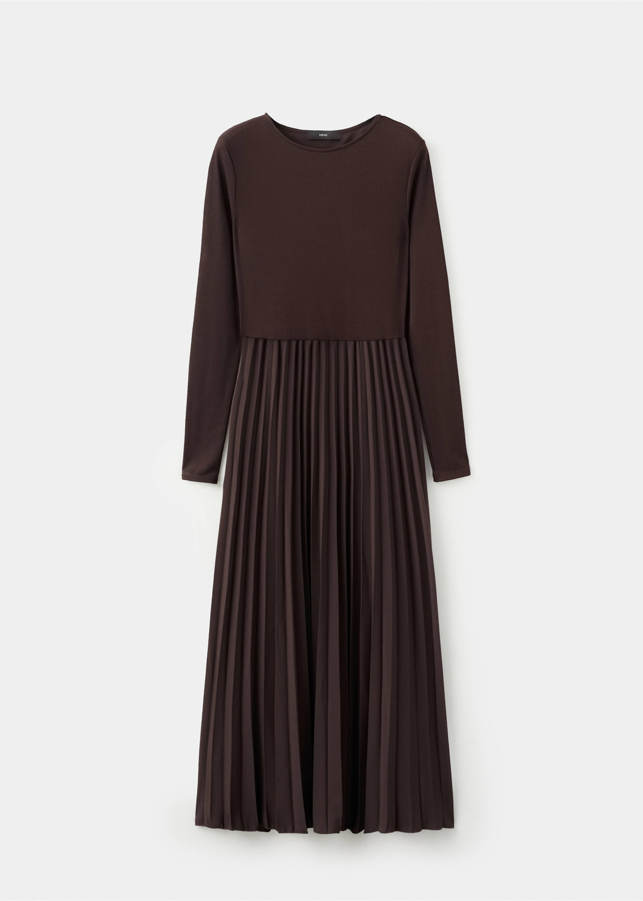 Flared midi-dress with belt - Article without model, Chocolate. Ref: 27041334-00.