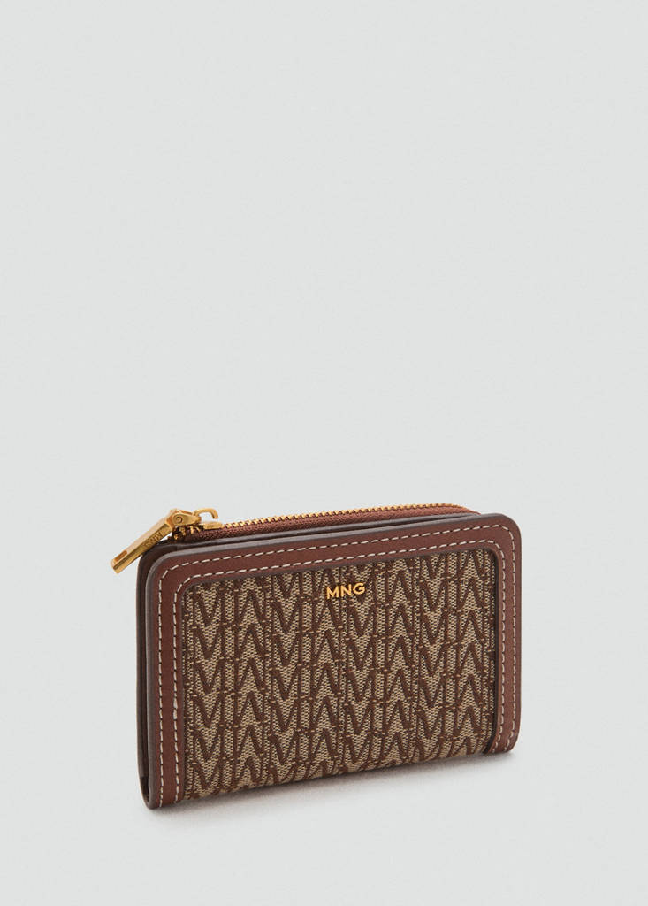 Small jacquard wallet with logo — Chocolate