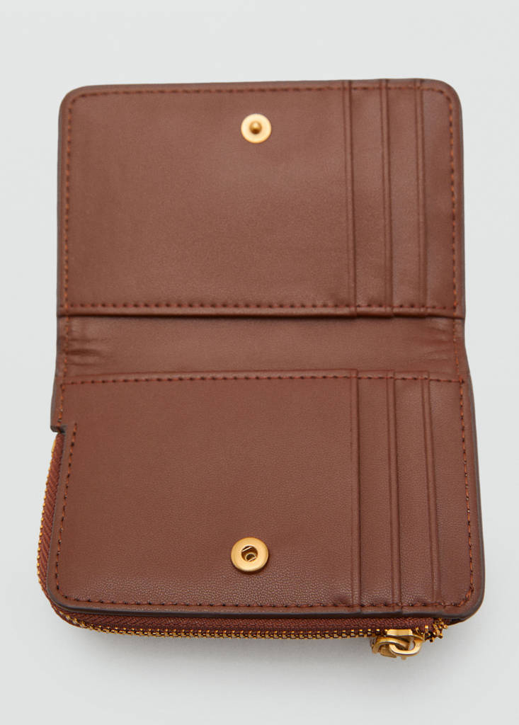 Small jacquard wallet with logo — Chocolate
