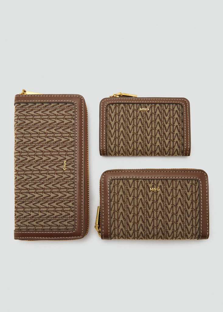 Small jacquard wallet with logo — Chocolate